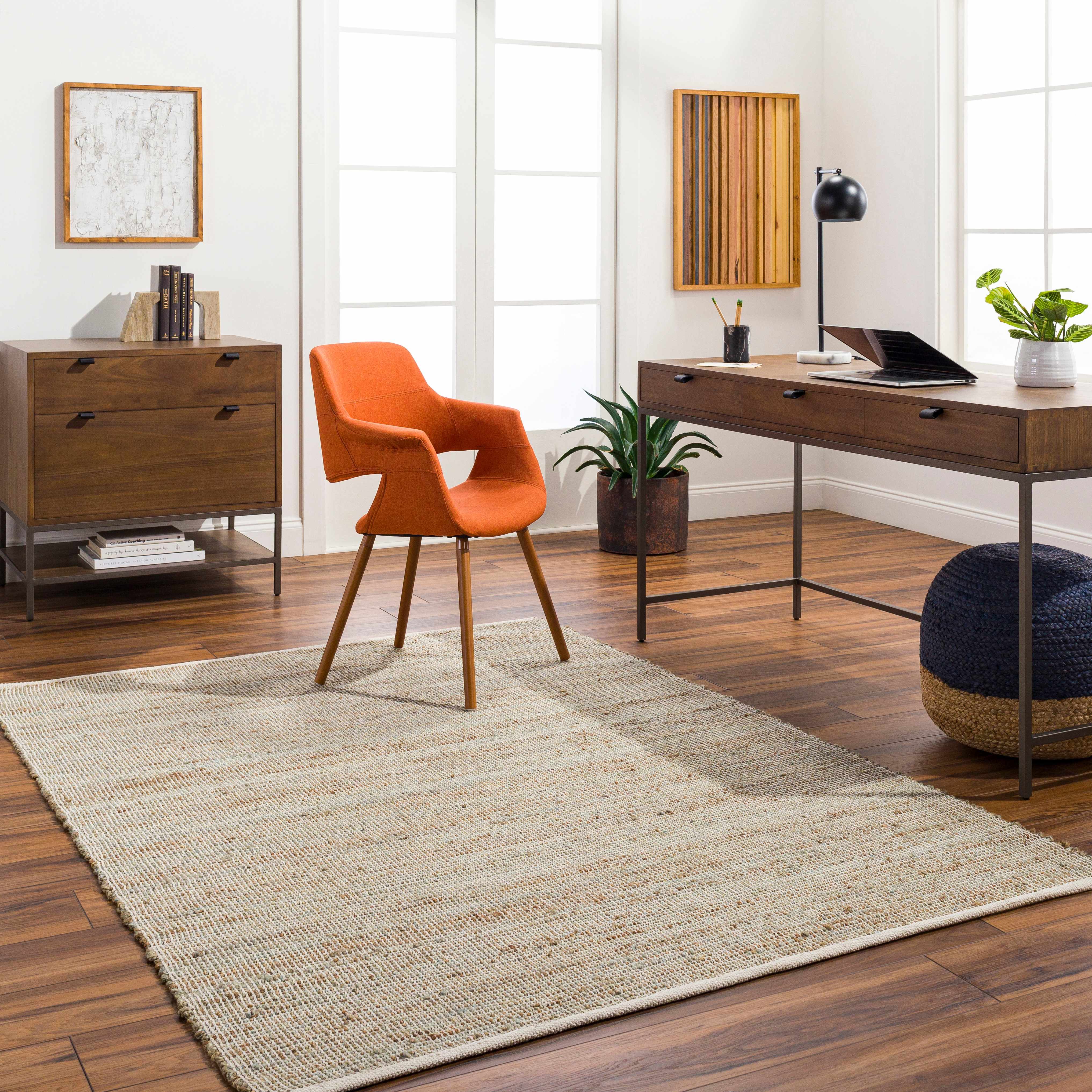 Byrne Beige & Green Jute Rug - Clearance - Image 2