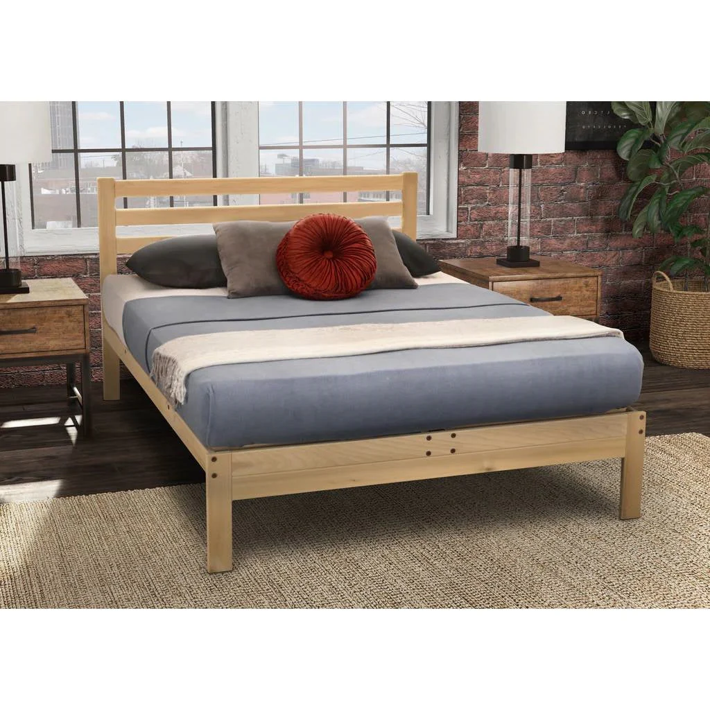 CA size Solid Wood Platform Bed Frame with Slatted Headboard - Made in USA - Image 3