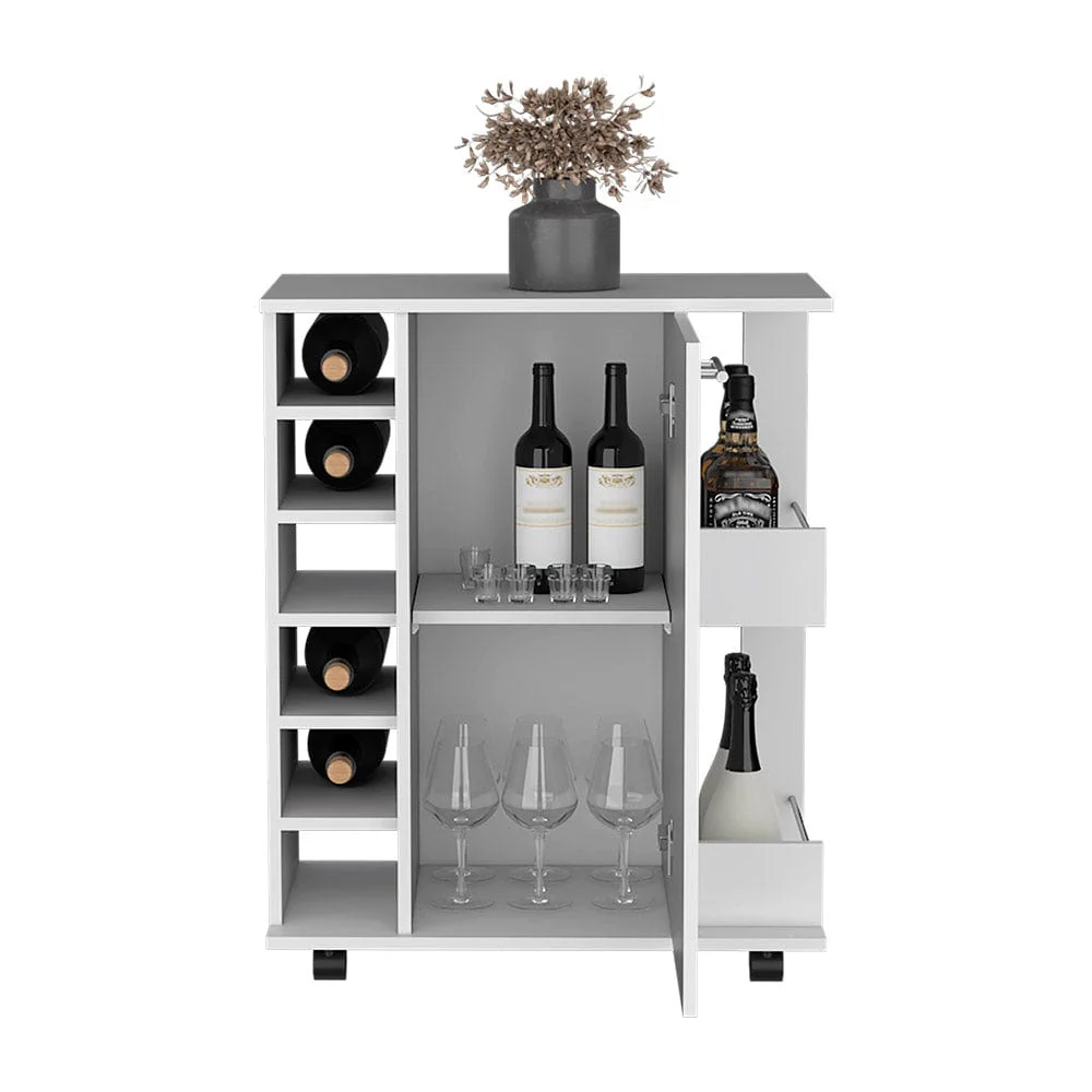 Cabot Bar Cart – Elegant Rolling Wine Cabinet with Storage & Serving Surface - Image 2