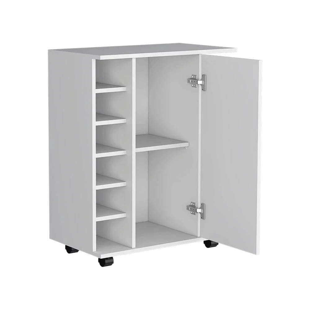 Cabot Bar Cart – Elegant Rolling Wine Cabinet with Storage & Serving Surface - Image 3
