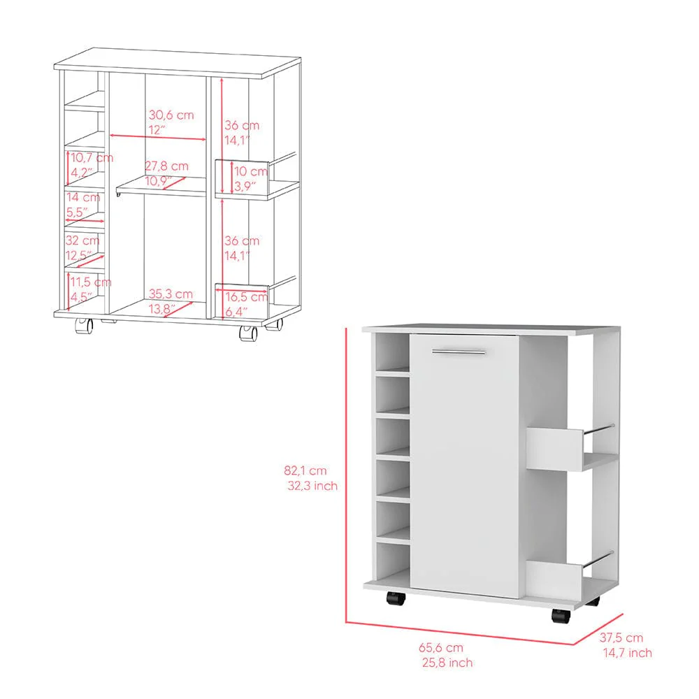 Cabot Bar Cart – Elegant Rolling Wine Cabinet with Storage & Serving Surface - Image 4