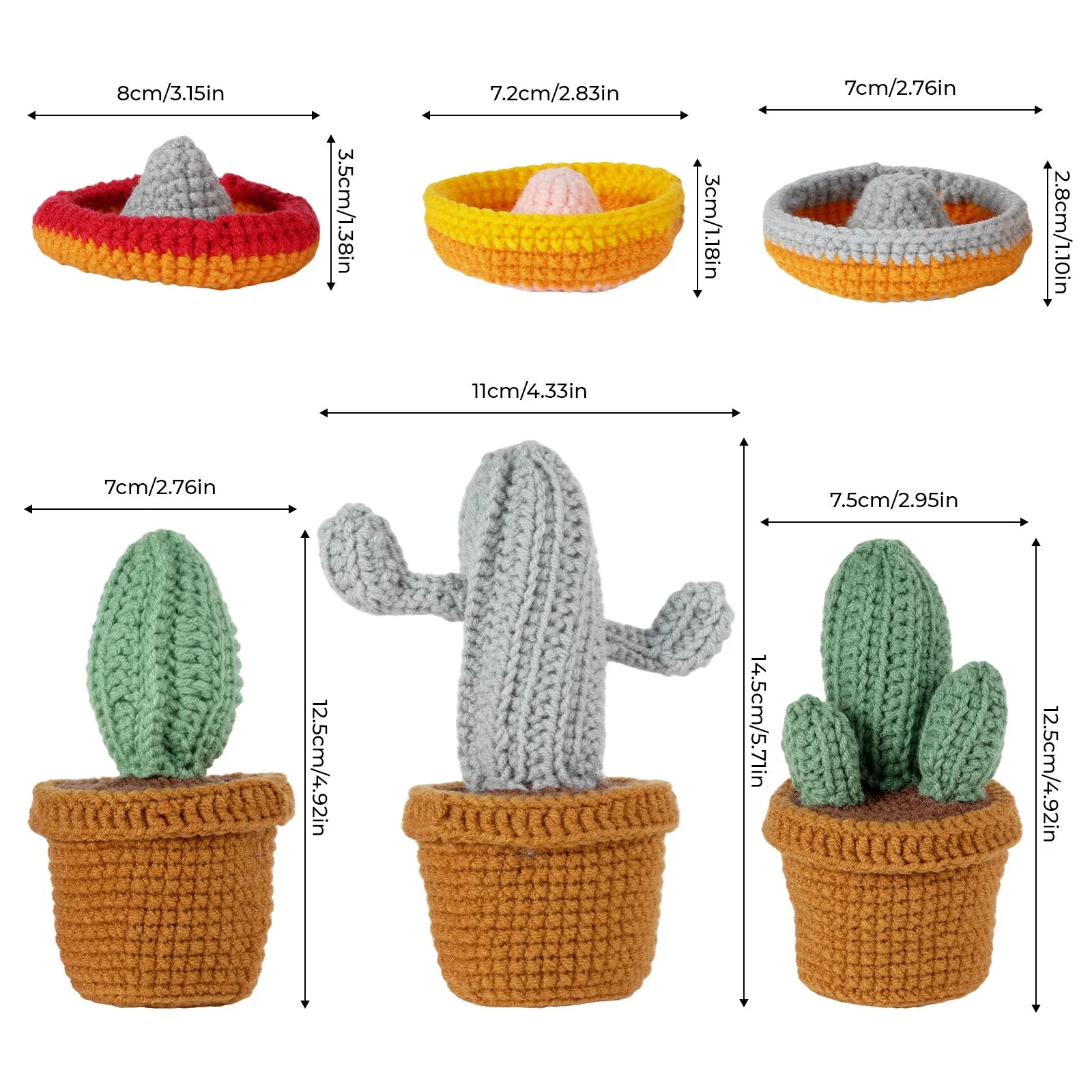 Cacti Amigurumi DIY Crochet Kit Wizardi F07N8-M191-M193 - Image 5