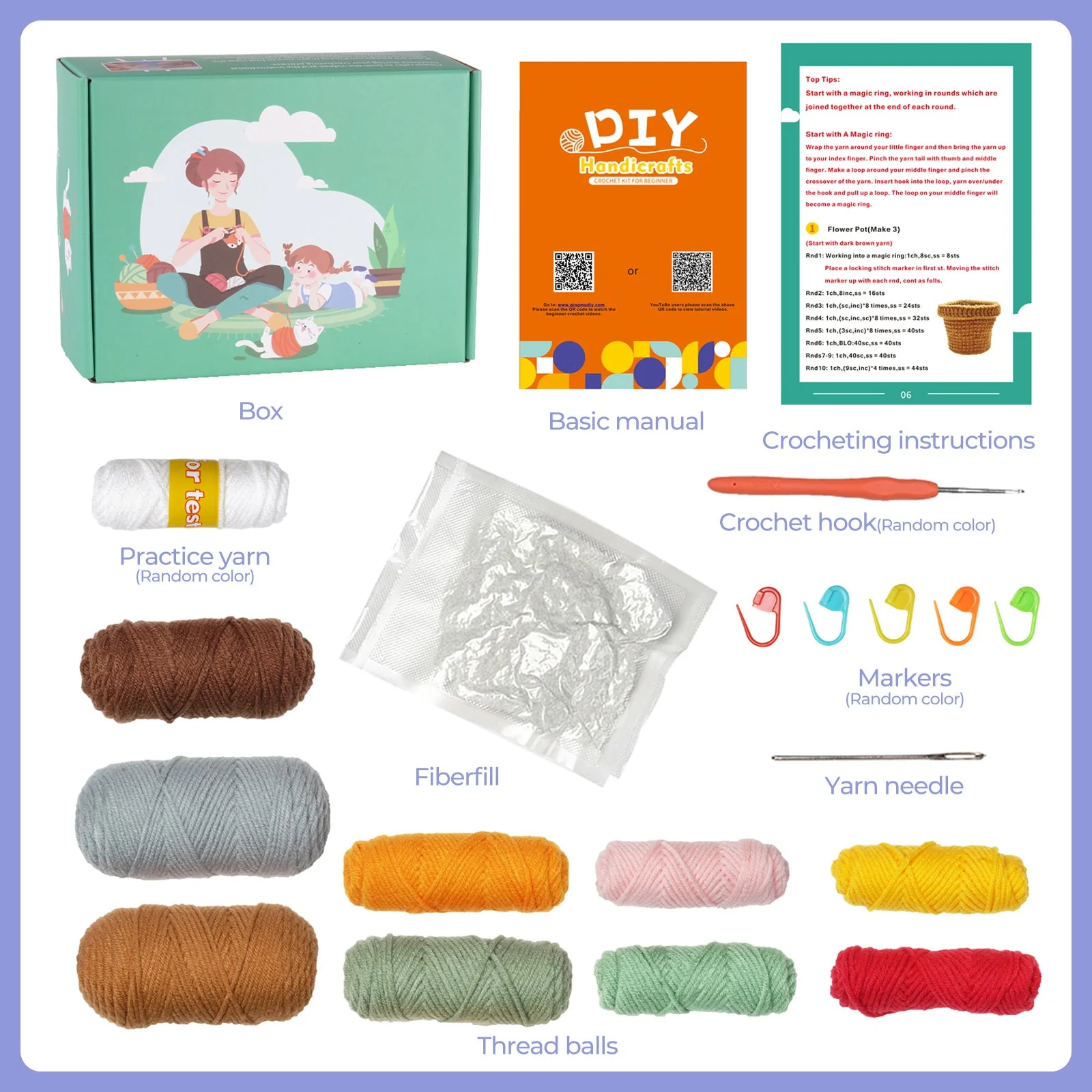 Cacti Amigurumi DIY Crochet Kit Wizardi F07N8-M191-M193 - Image 6