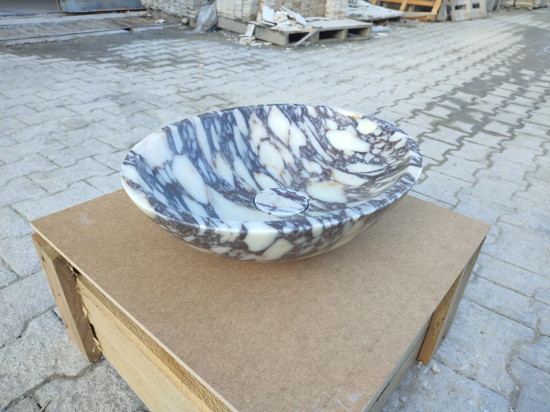 Calacatta Viola Marble Oval Shape Above Vanity Bathroom Sink (W)18" (L)14" (H)5" - In Stock - Image 11