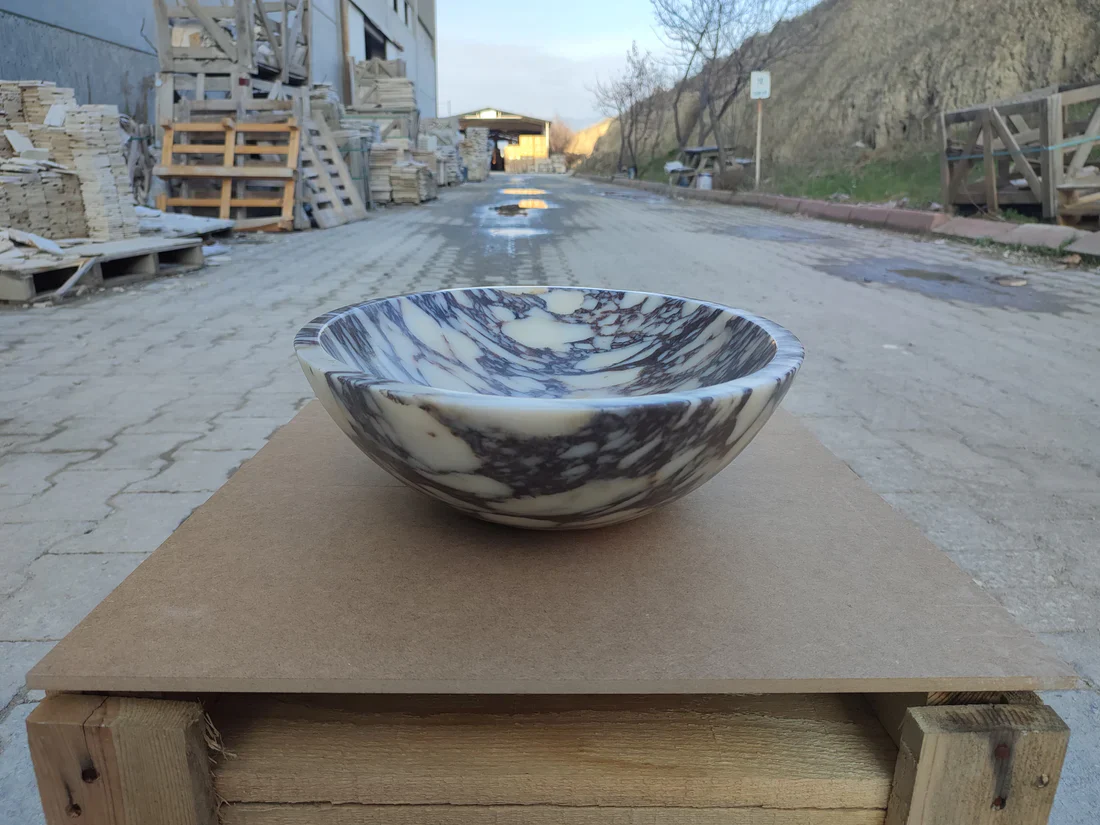 Calacatta Viola Marble Oval Shape Above Vanity Bathroom Sink (W)18" (L)14" (H)5" - In Stock - Image 2