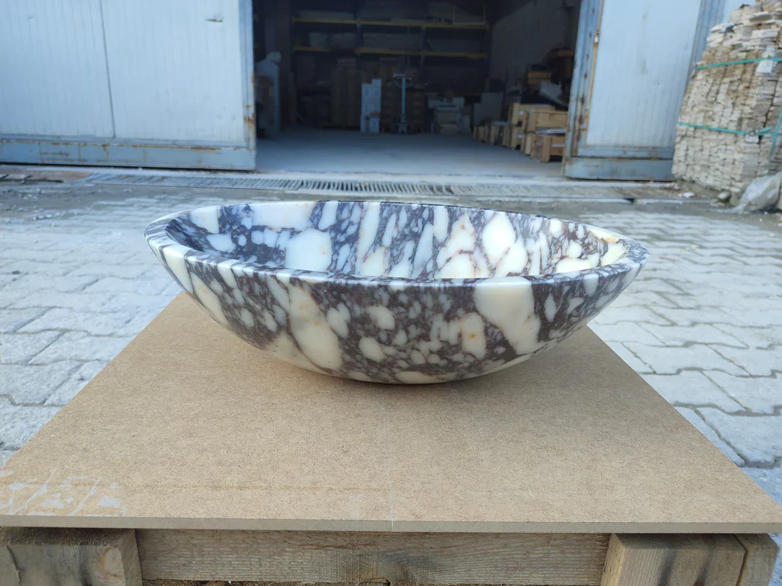Calacatta Viola Marble Oval Shape Above Vanity Bathroom Sink (W)18" (L)14" (H)5" - In Stock - Image 3