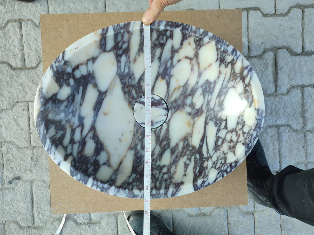Calacatta Viola Marble Oval Shape Above Vanity Bathroom Sink (W)18" (L)14" (H)5" - In Stock - Image 7