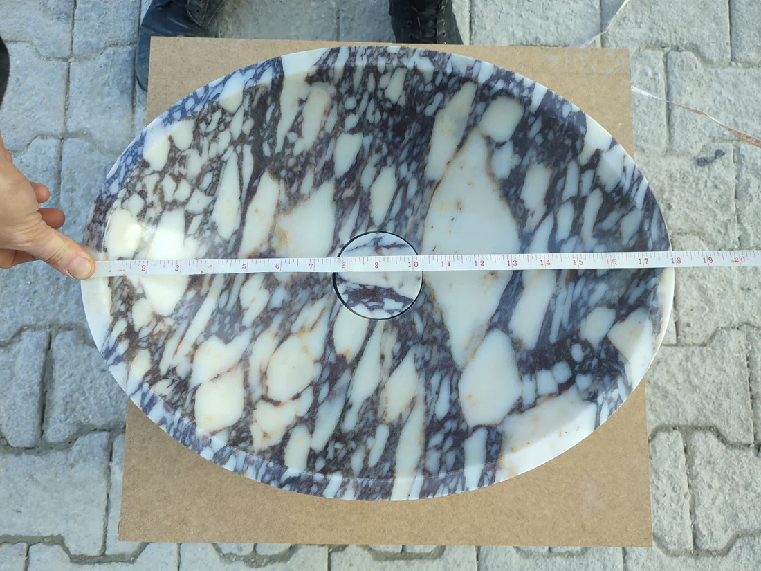 Calacatta Viola Marble Oval Shape Above Vanity Bathroom Sink (W)18" (L)14" (H)5" - In Stock - Image 8