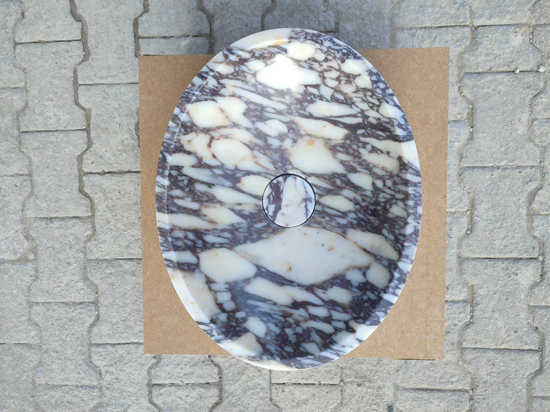 Calacatta Viola Marble Oval Shape Above Vanity Bathroom Sink (W)18" (L)14" (H)5" - In Stock - Image 9