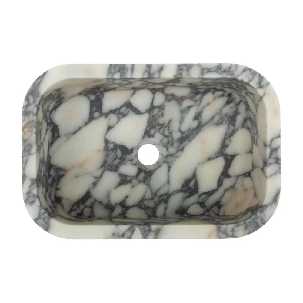 Calacatta Viola Marble Rectangular Wall-mount Bathroom Sink (L)18" (W)12" (H)6" READY TO SHIP - Image 2