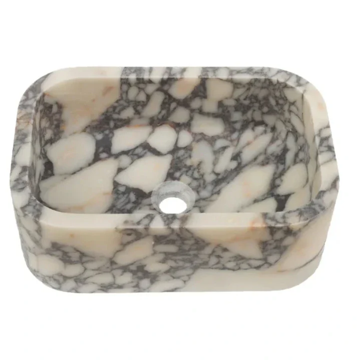 Calacatta Viola Marble Rectangular Wall-mount Bathroom Sink (L)18" (W)12" (H)6" READY TO SHIP - Image 4