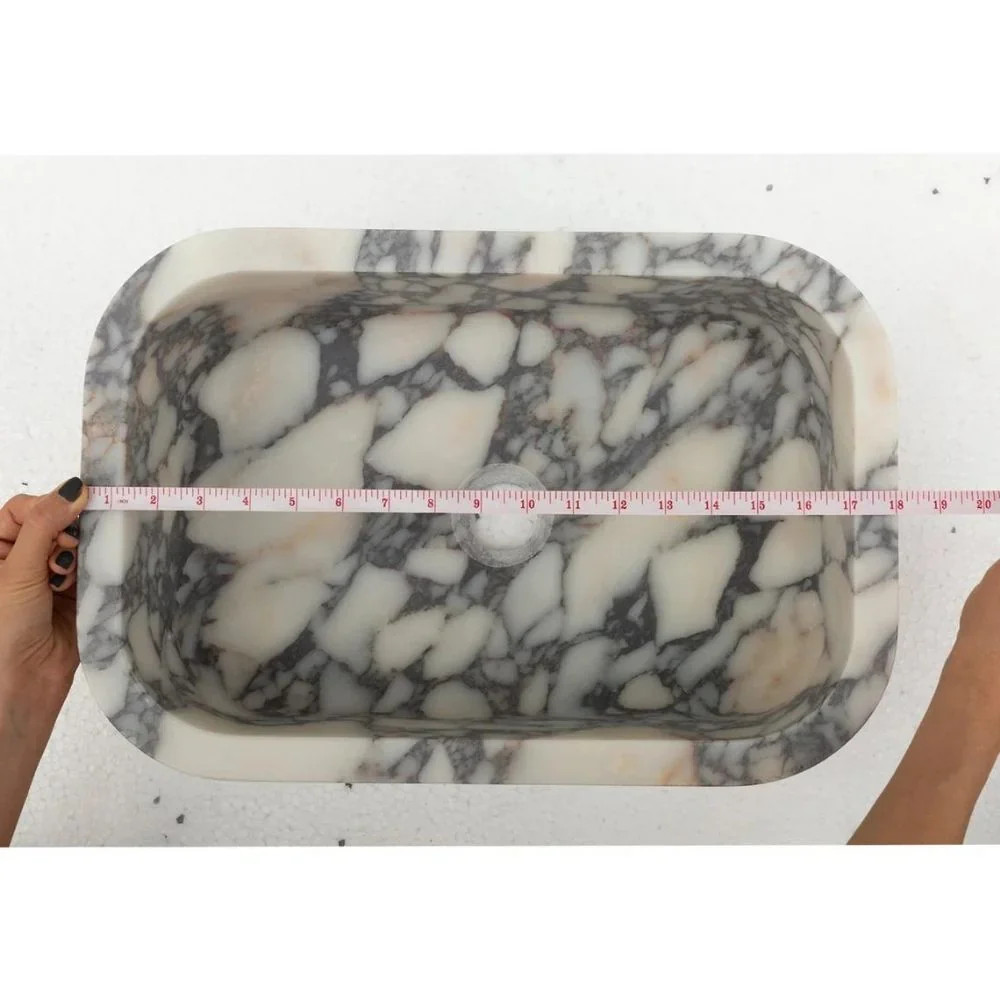 Calacatta Viola Marble Rectangular Wall-mount Bathroom Sink (L)18" (W)12" (H)6" READY TO SHIP - Image 6