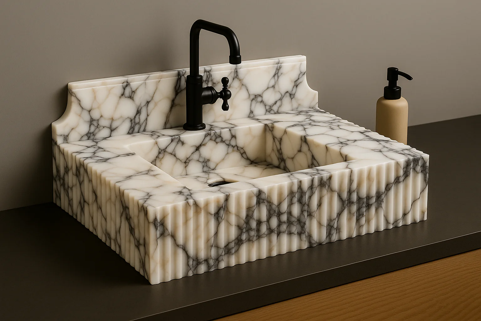 Luxury Calacatta Viola Marble Sink – Bold Italian Stone Design - Image 2