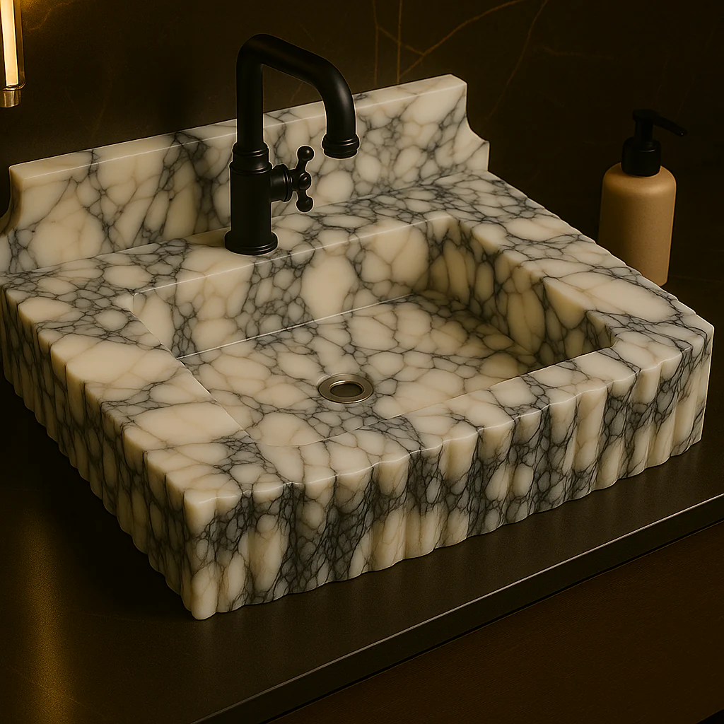 Luxury Calacatta Viola Marble Sink – Bold Italian Stone Design - Image 4