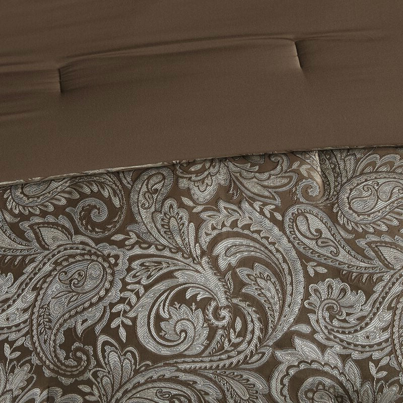 California King 12-piece Reversible Cotton Comforter Set in Brown and Blue - Image 5