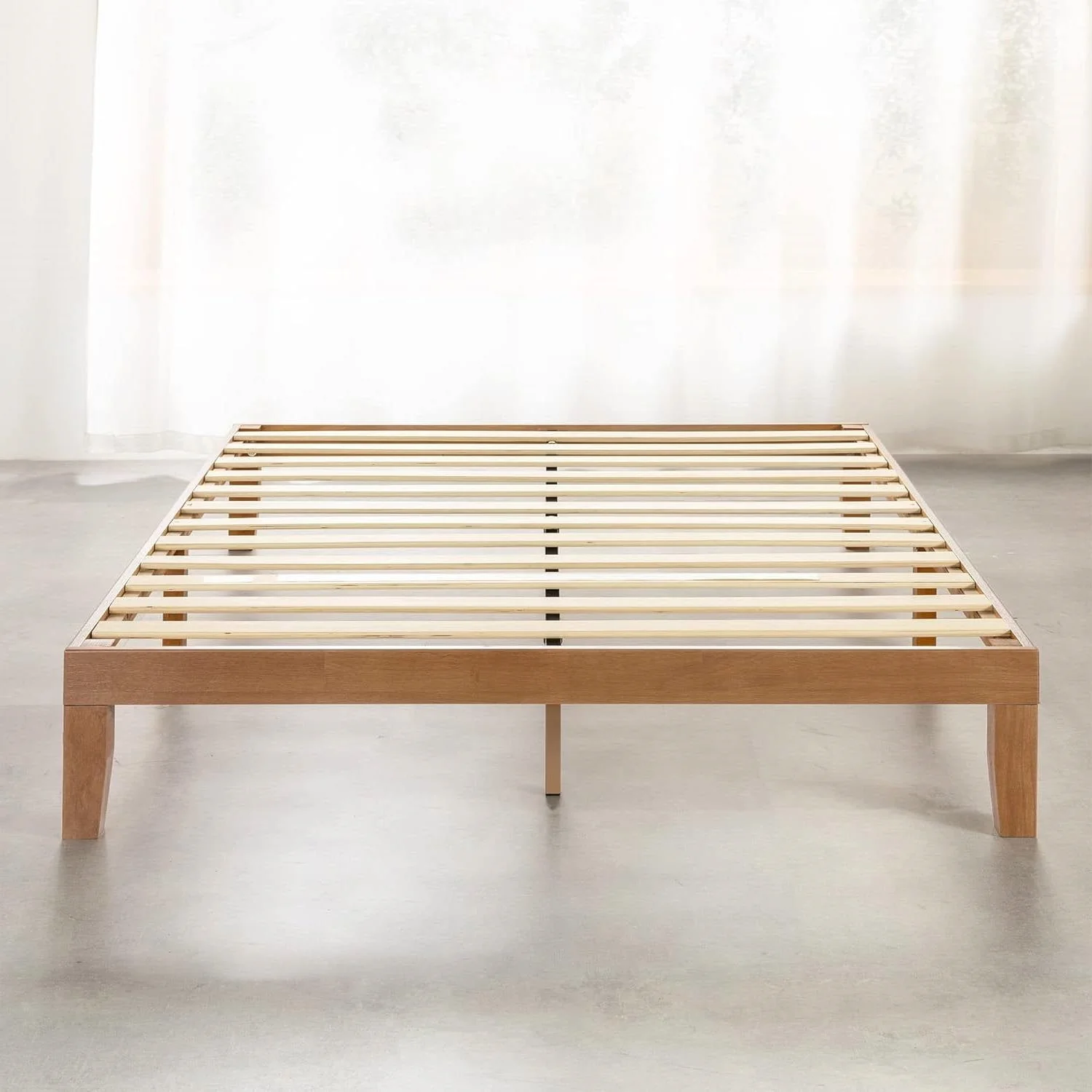 California King size Solid Wood Platform Bed Frame in Natural Wooden Finish - Image 3