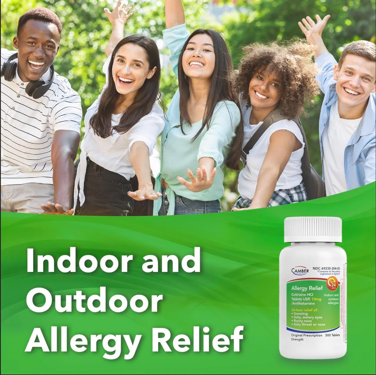 Camber Cetirizine HCI 10mg Tablets, 24-Hour Allergy Relief, Allergy Medication - 100 Count - Image 2