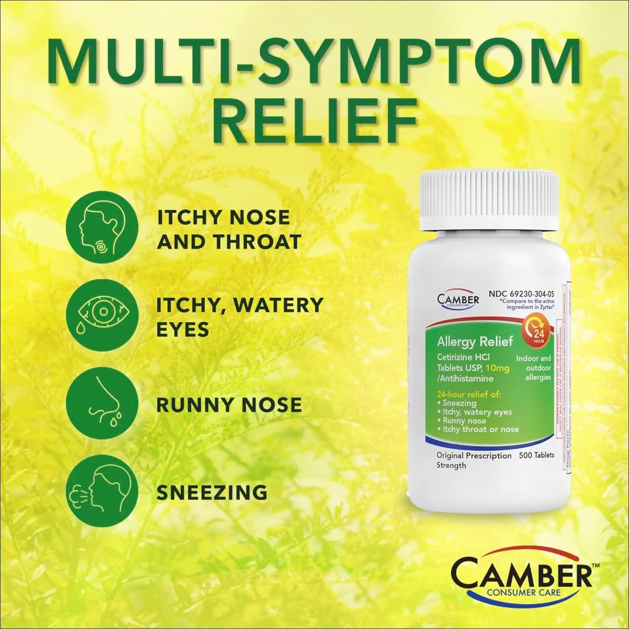 Camber Cetirizine HCI 10mg Tablets, 24-Hour Allergy Relief, Allergy Medication - 100 Count - Image 3