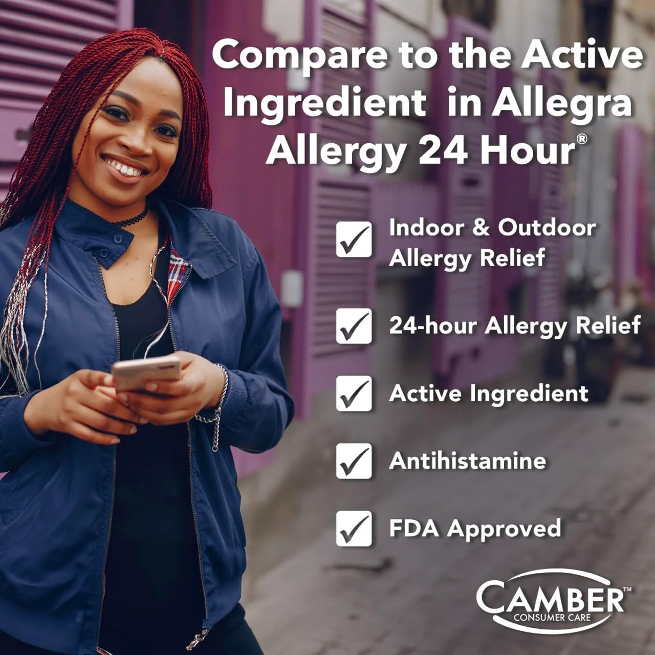 Camber Non-Drowsy Fexofenadine Antihistamine Indoor Outdoor Allergy Relief Tablets (30-ct) - Image 4