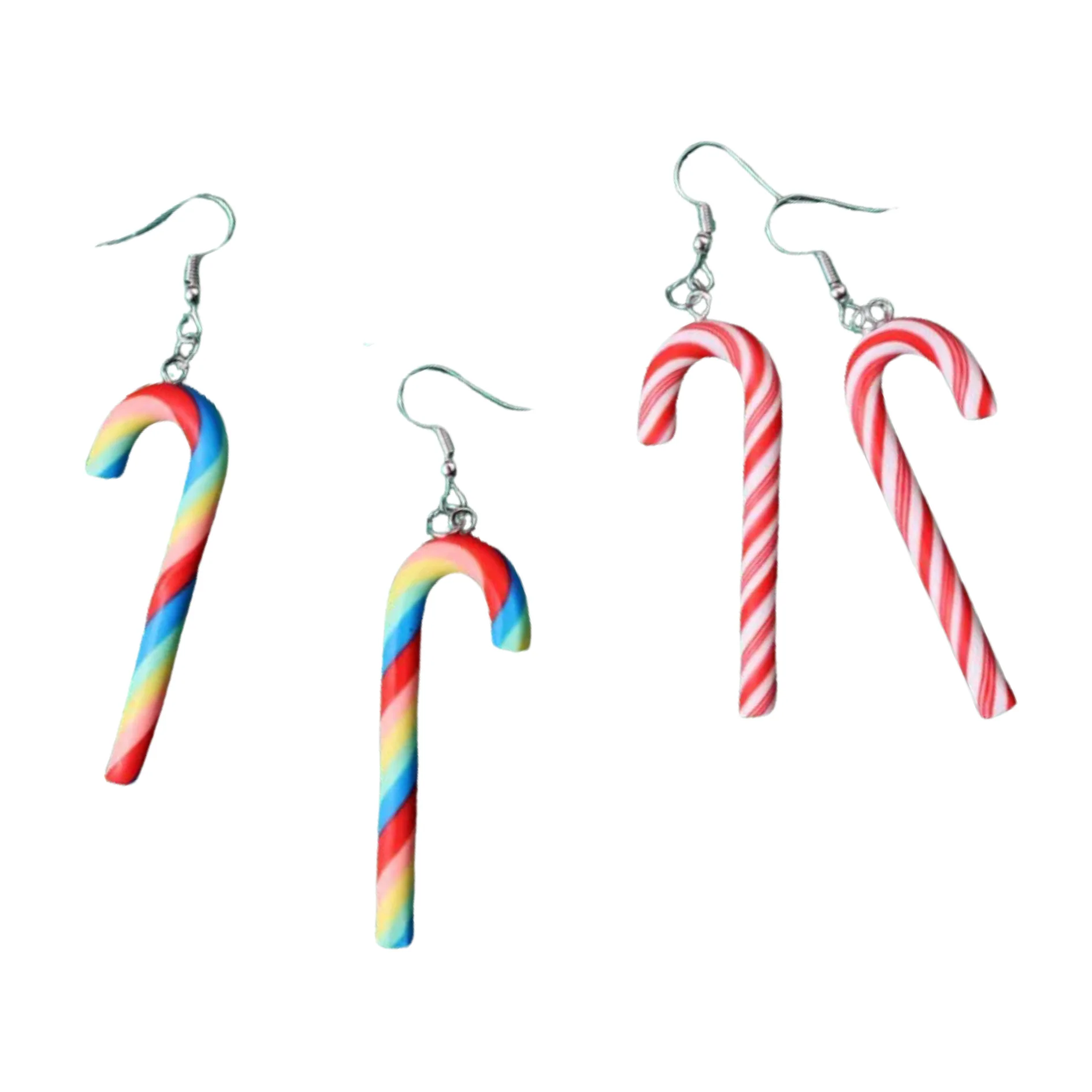 Candy Cane Earrings in Candy Stripe or Rainbow - Image 2