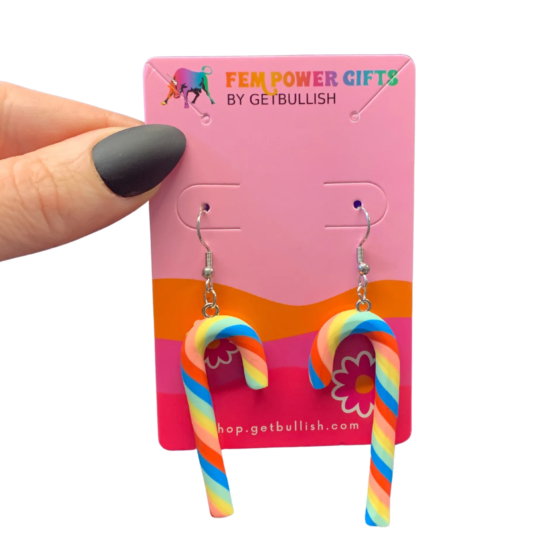 Candy Cane Earrings in Candy Stripe or Rainbow - Image 9