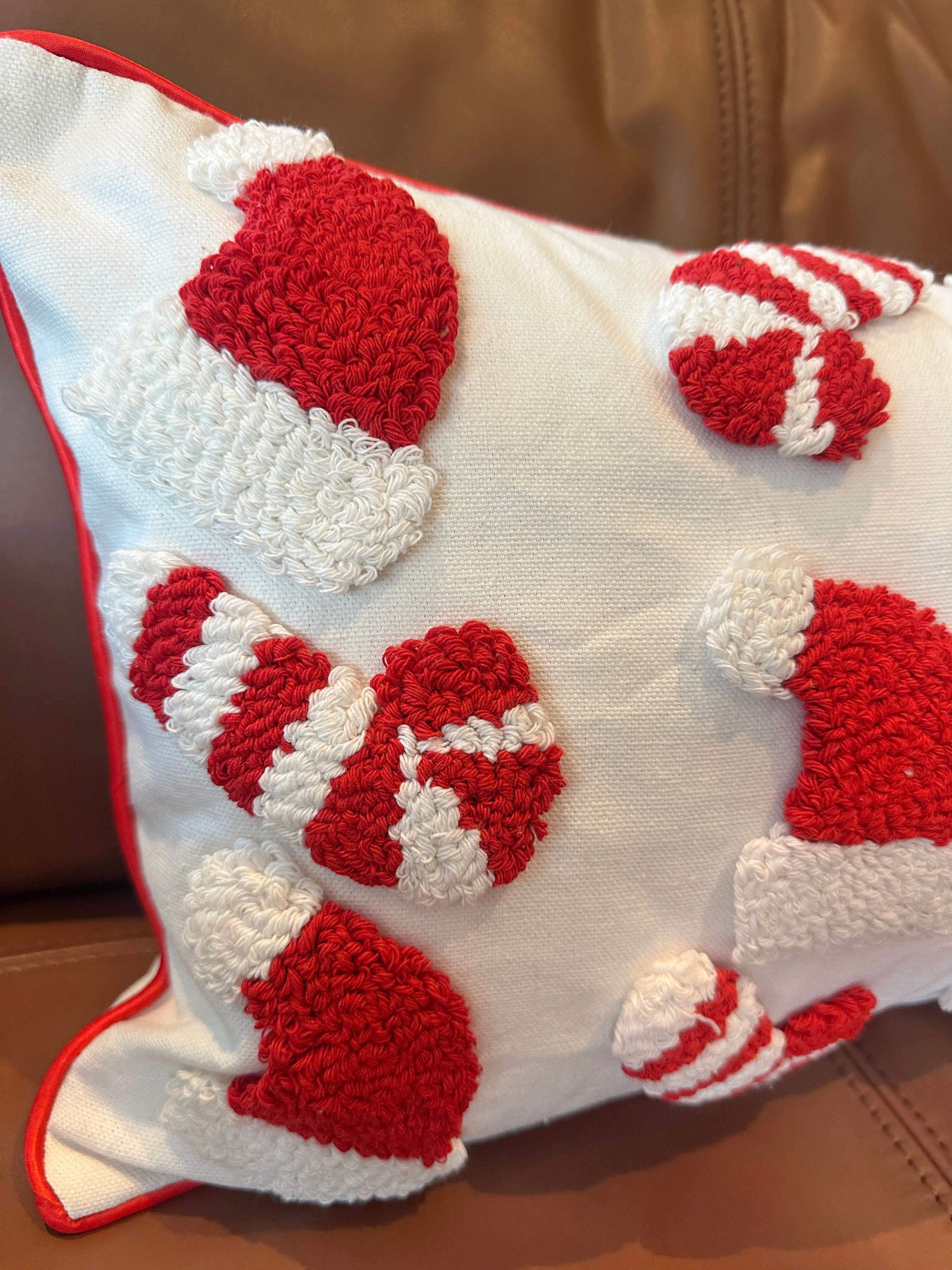 Candy Cane & Santa Hat Lumbar Pillow Cover - Image 3