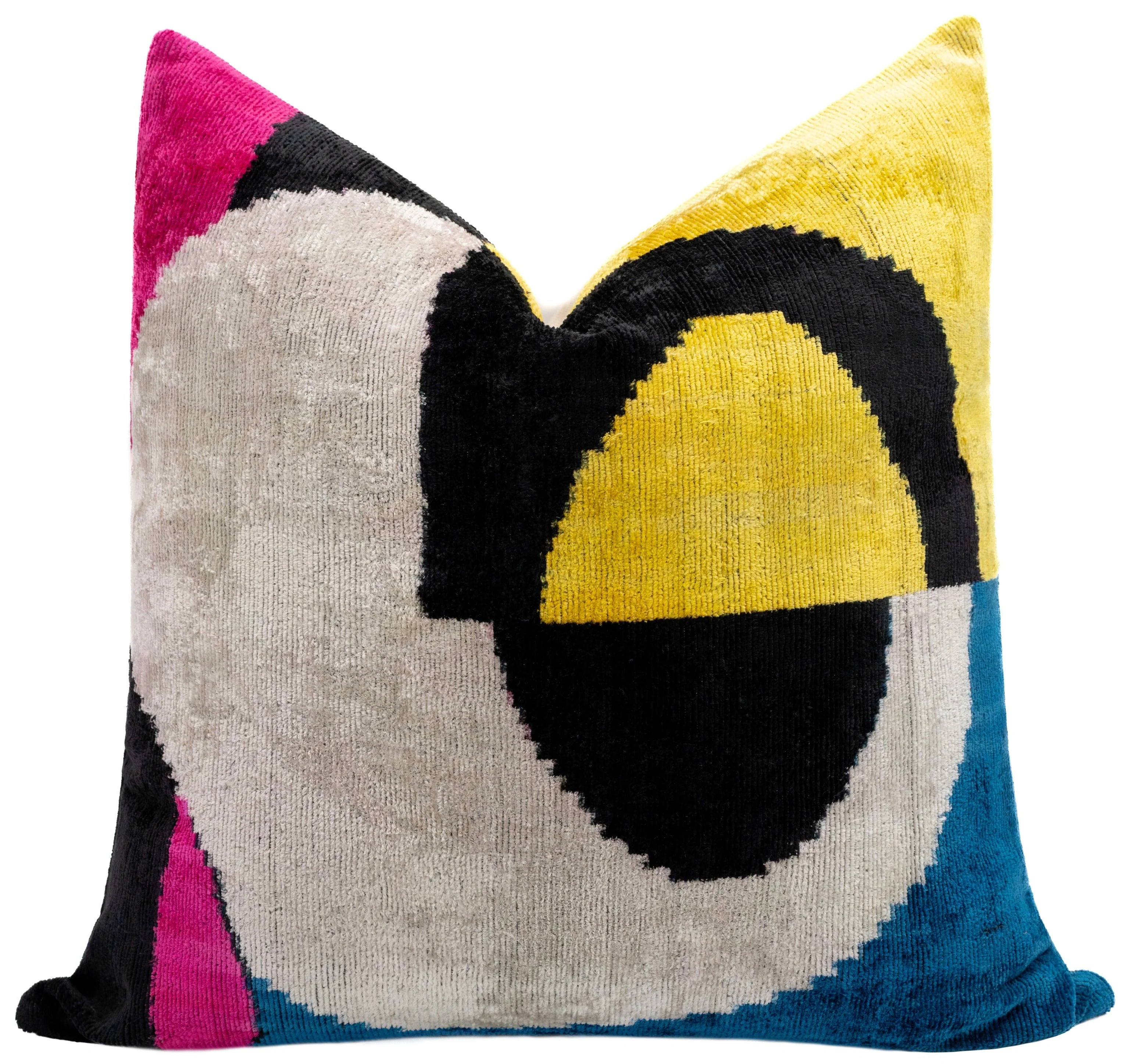 Canvello Abstract Multicolor Silk Velvet Pillow – 20x20 Handmade Modern Art Cushion - Image 4