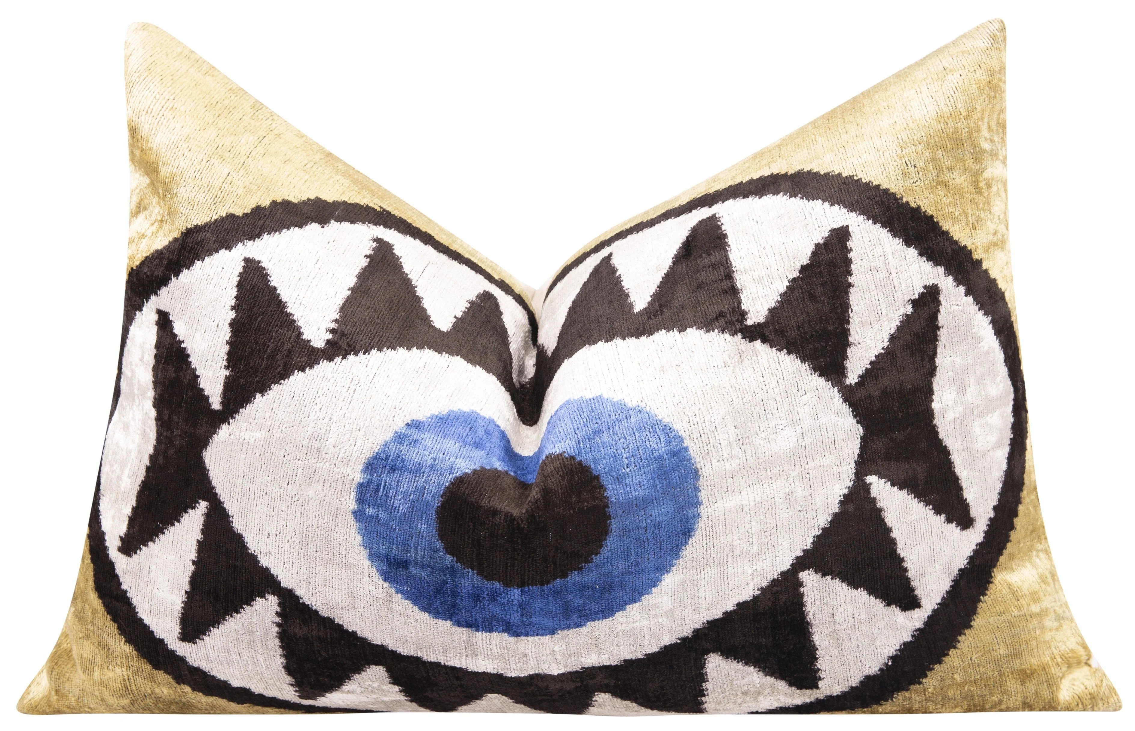 Canvello Handmade Velvet Evil Eye Pillow – 16x24 Artistic Throw Cushion for Home Decor – Feather Down Insert, Vegetable-Dyed, Bohemian Accent for Sofa, Couch & Furniture, Hidden Zipper - Image 3