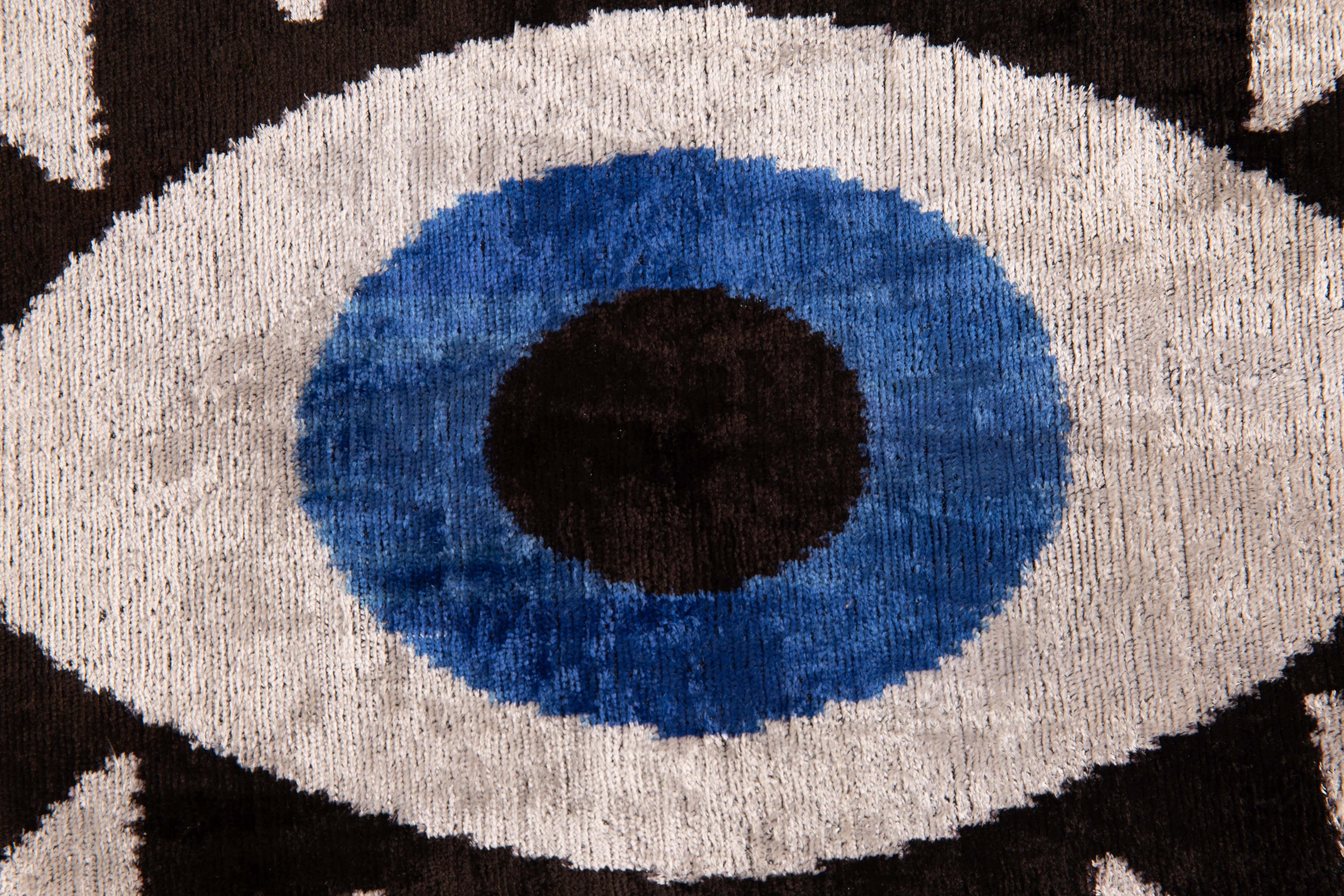 Canvello Handmade Velvet Evil Eye Pillow – 16x24 Artistic Throw Cushion for Home Decor – Feather Down Insert, Vegetable-Dyed, Bohemian Accent for Sofa, Couch & Furniture, Hidden Zipper - Image 5