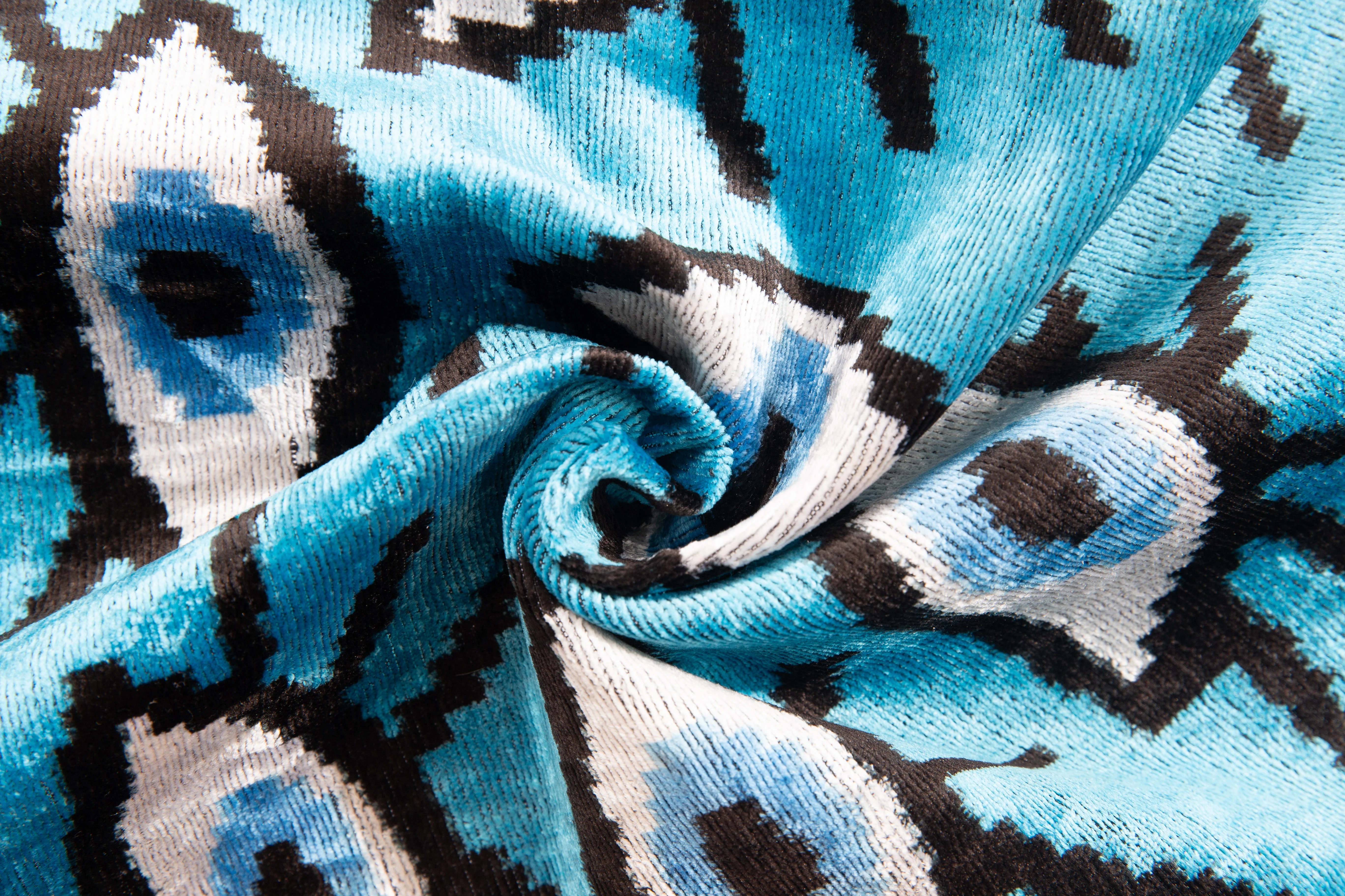 Canvello Handmade Velvet Evil Eye Pillow – 16x24 Luxury Decorative Throw Cushion for Home Decor – Feather Down Insert, Vegetable-Dyed, Vibrant Blue Accent - Image 2