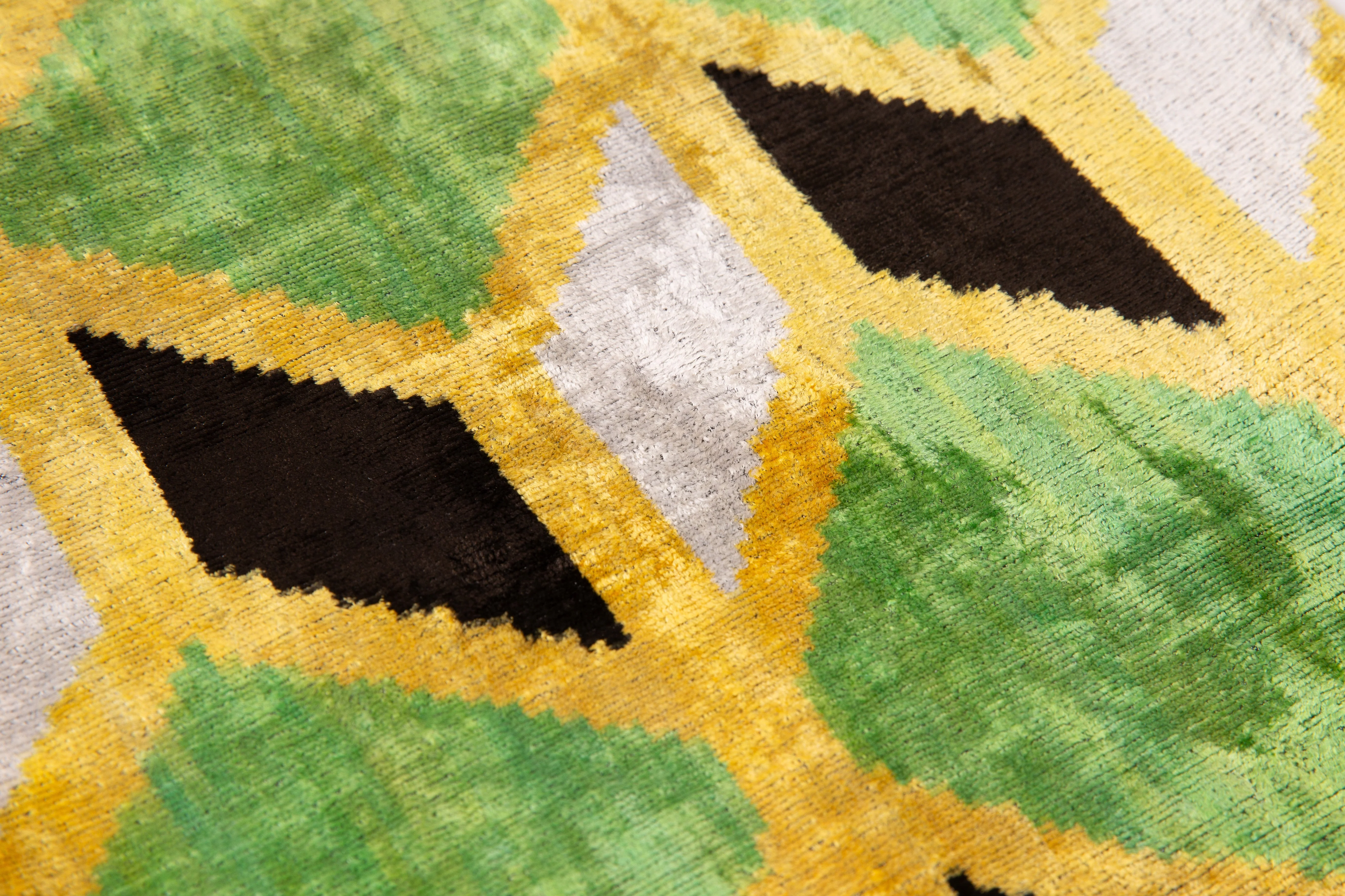 Canvello Handmade Velvet Geometric Pillow – 16x24 Luxury Decorative Throw Cushion for Home Decor – Feather Down Insert, Vegetable-Dyed, Vibrant Green and Yellow Accent for Sofa, Couch & Furniture, - Image 5