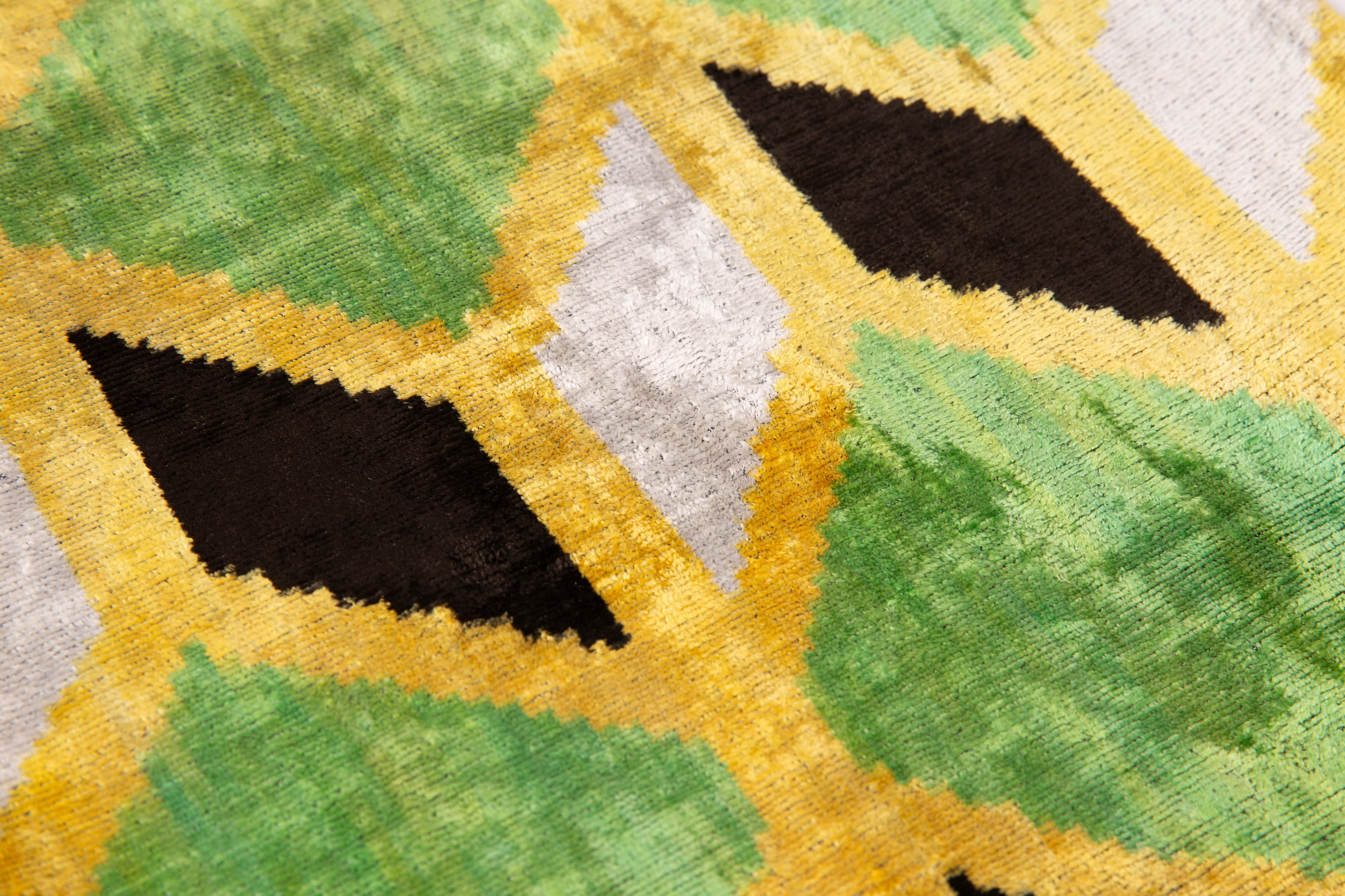 Canvello Handmade Velvet Geometric Pillow – 16x24 Luxury Decorative Throw Cushion for Home Decor – Feather Down Insert, Vegetable-Dyed, Vibrant Green and Yellow Accent for Sofa, Couch & Furniture, - Image 7