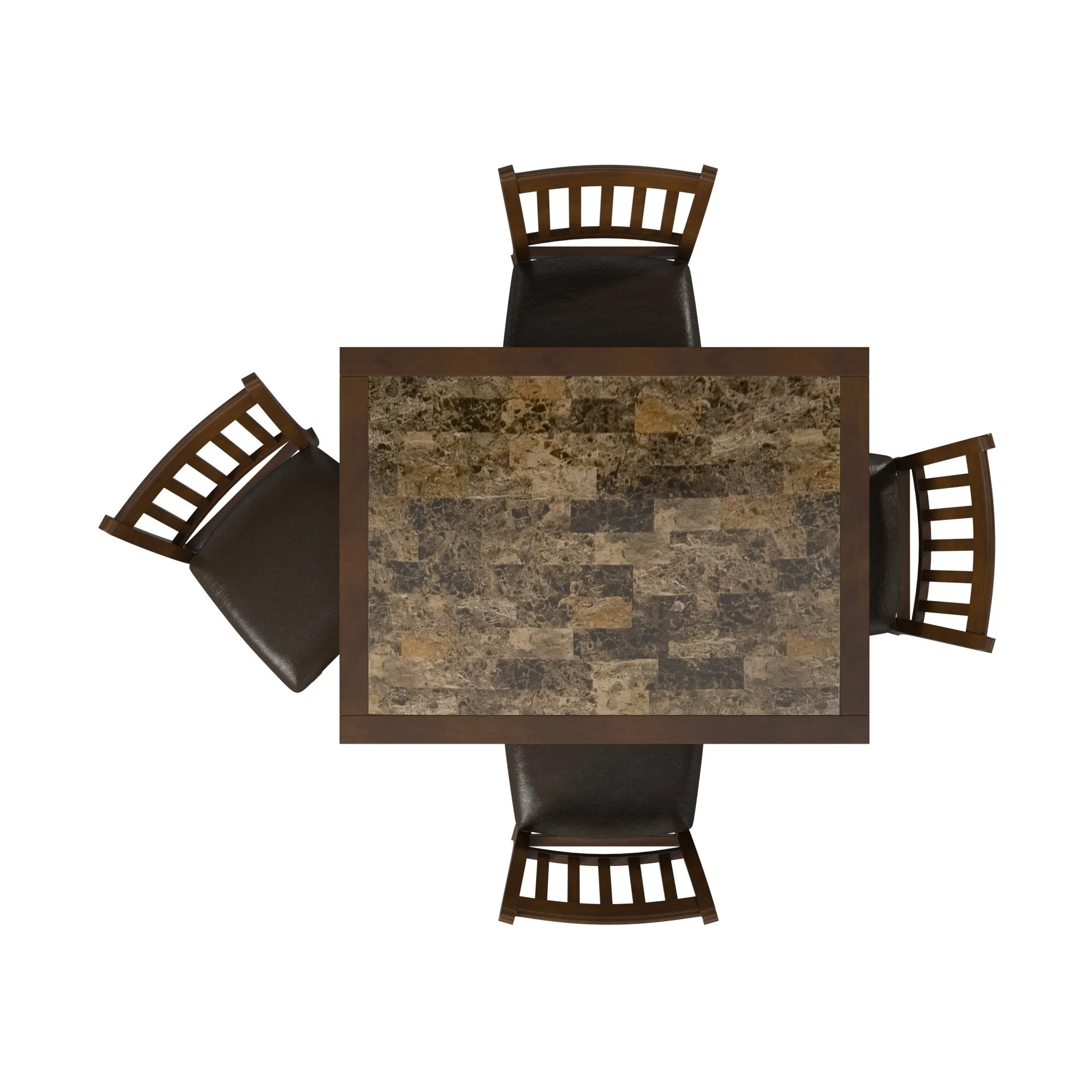 Capitola Faux Marble 5 Piece Dinette Set, Espresso - Image 5