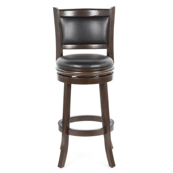 Cappuccino 29-inch Swivel Barstool with Faux Leather Cushion Seat - Image 2