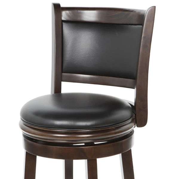 Cappuccino 29-inch Swivel Barstool with Faux Leather Cushion Seat - Image 3