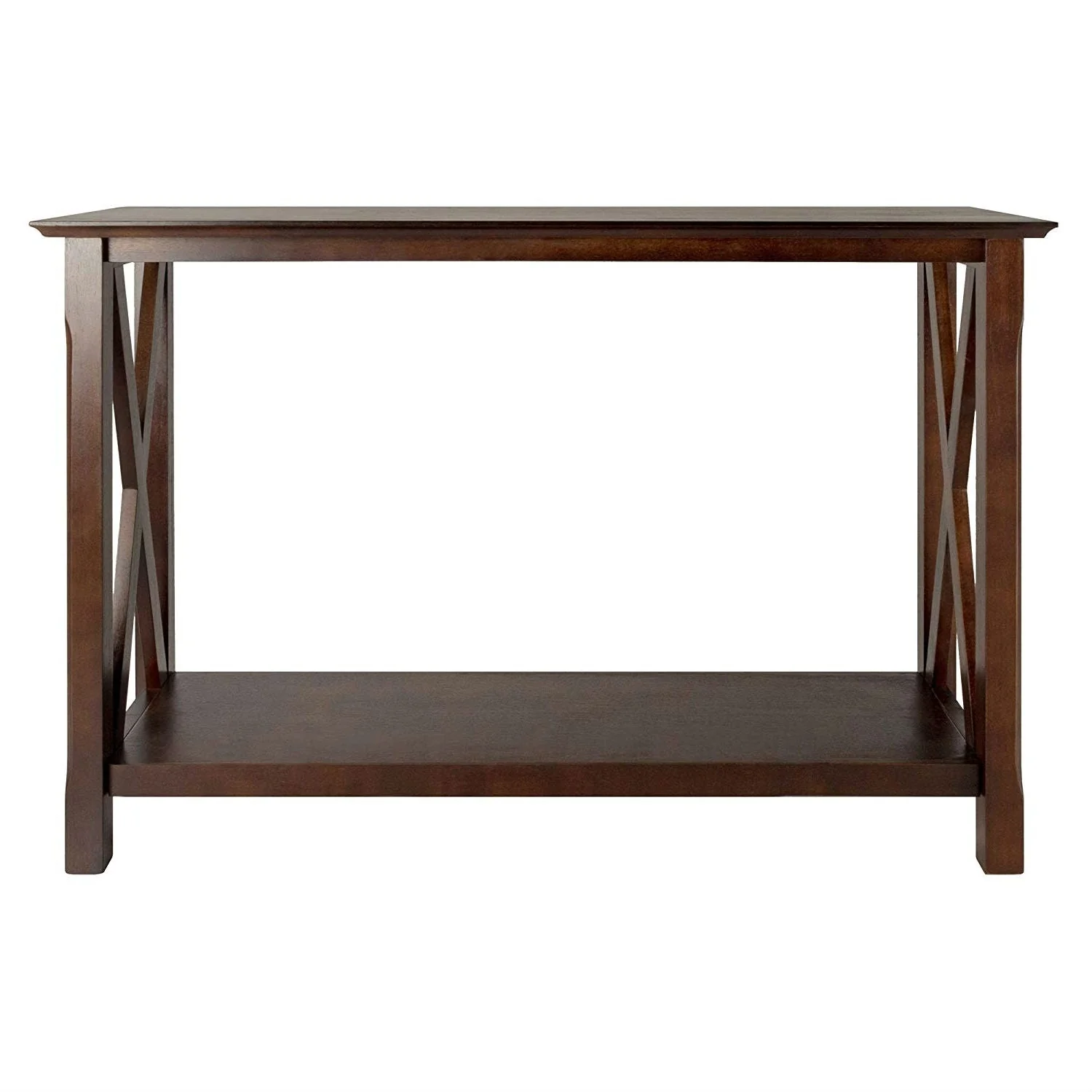 Cappuccino Brown Wood Console Sofa Table with Bottom Shelf - Image 2
