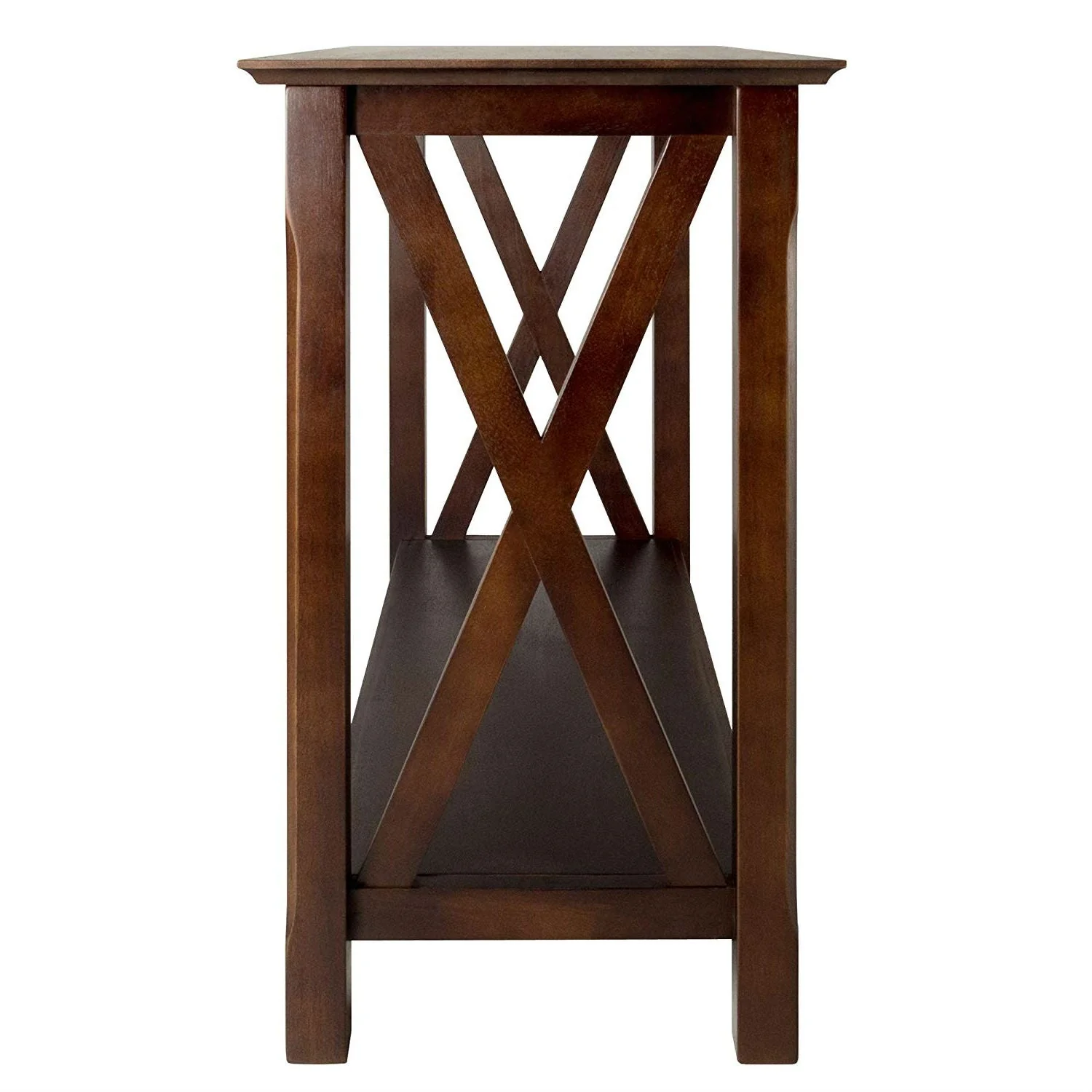 Cappuccino Brown Wood Console Sofa Table with Bottom Shelf - Image 3