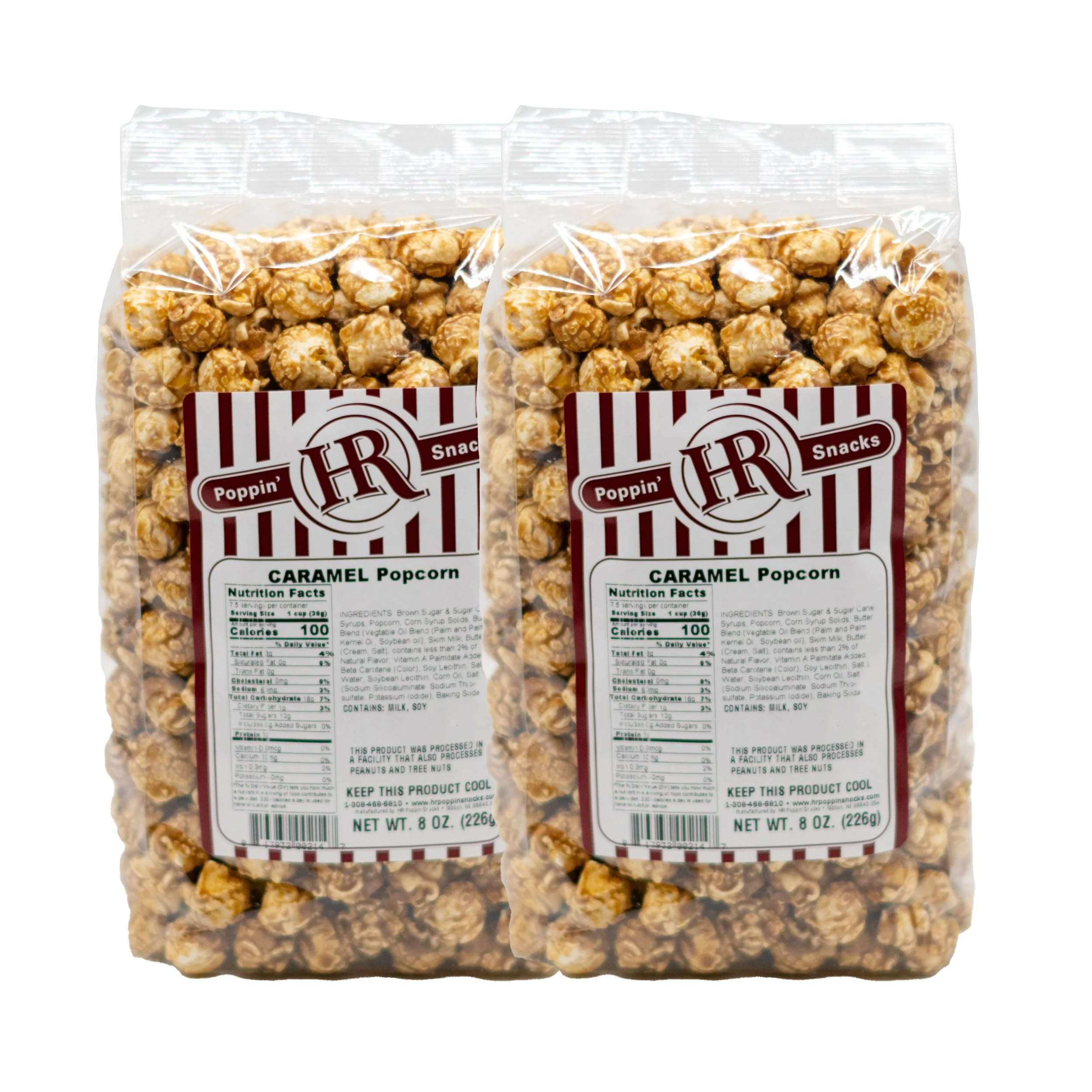 Caramel Popcorn | Pack of 2 | 8 oz | HR Poppin' Snacks
