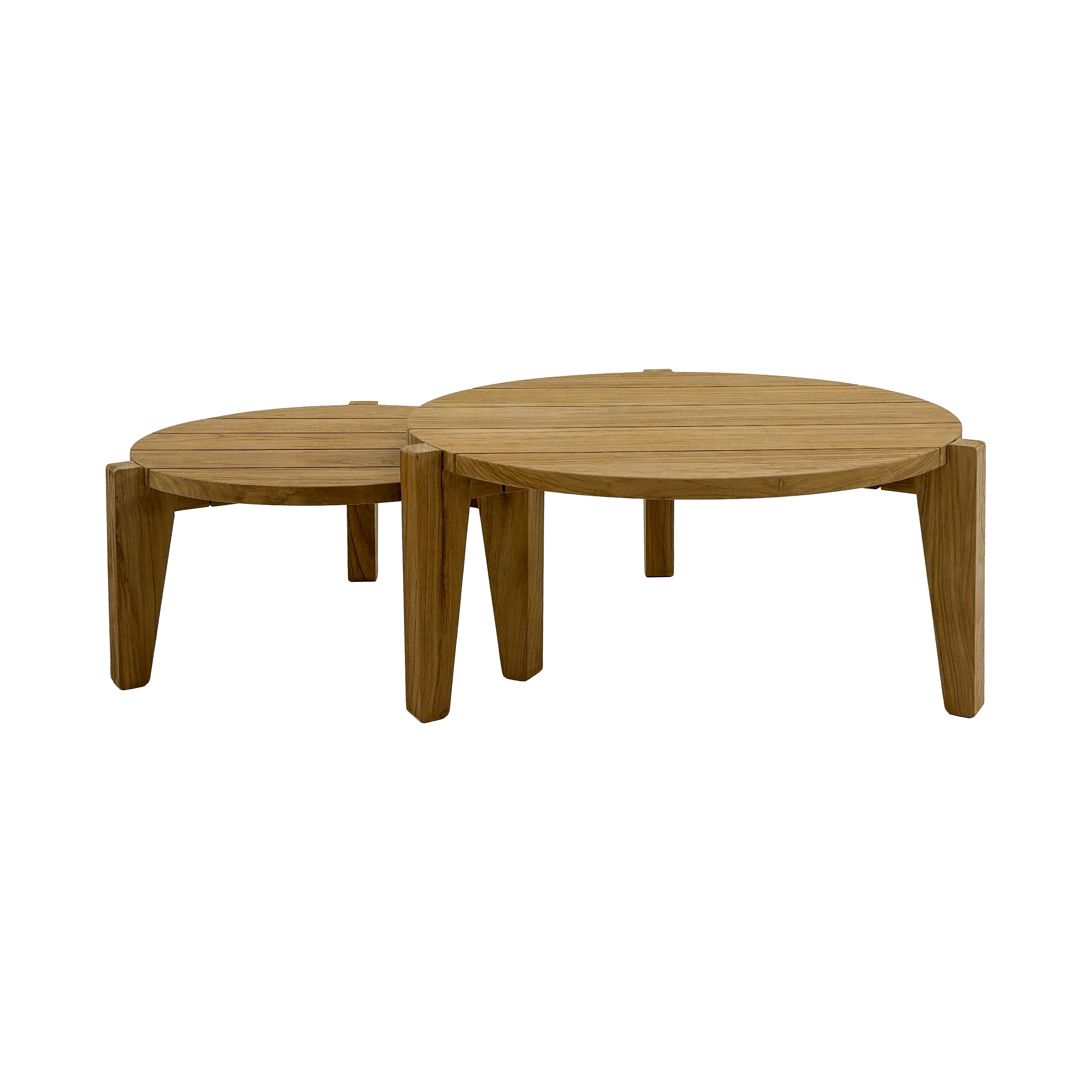 Carlsbad Natural Teak Wood Circular Coffee Table - 25-33" - Image 2