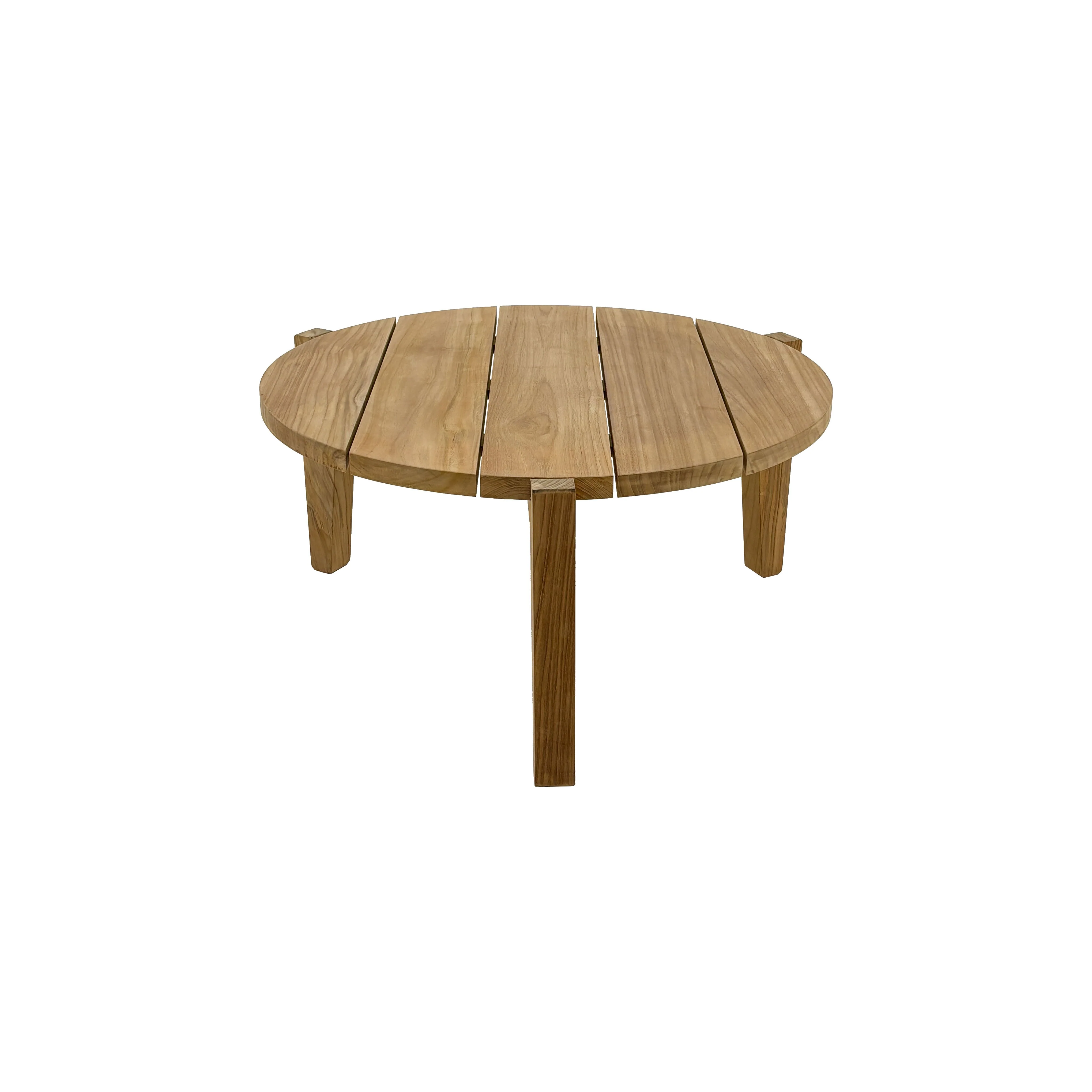 Carlsbad Natural Teak Wood Circular Coffee Table - 25-33" - Image 4