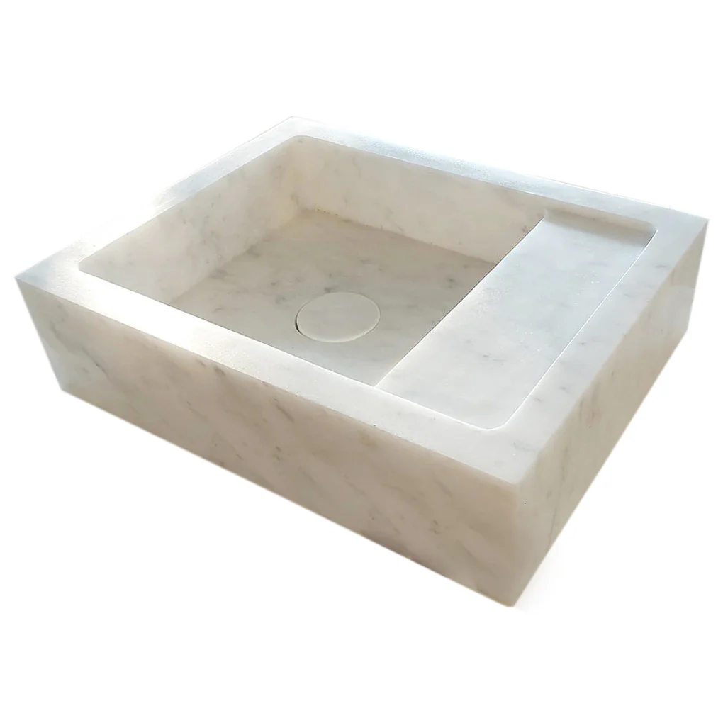 Carrara White Marble Wall-mount Bathroom Sink (W)14" (W)18" (H)5" READY TO SHIP - Image 2
