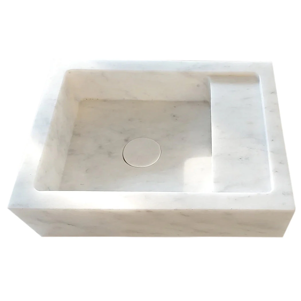 Carrara White Marble Wall-mount Bathroom Sink (W)14" (W)18" (H)5" READY TO SHIP - Image 3