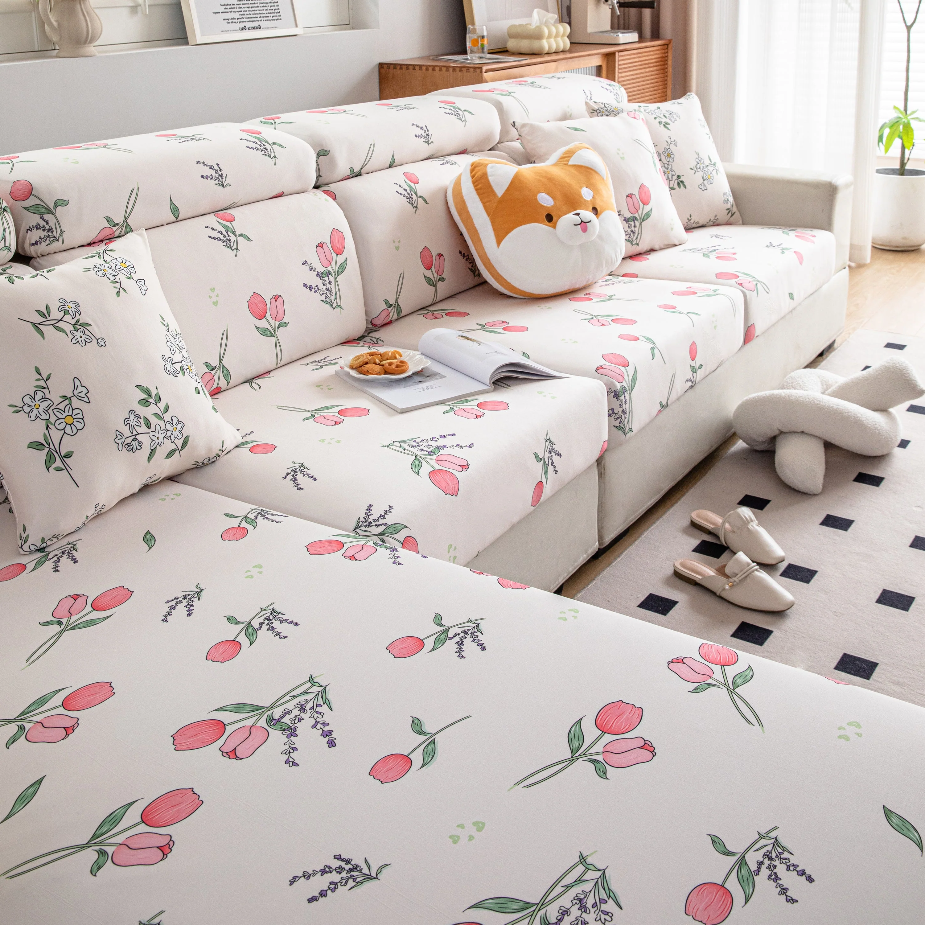 Cartoon Printing Elastic Seat Cushion Cover 1/2/3/4 Seater Sofa Cover Back Cushion Cover For Living Room - Image 24
