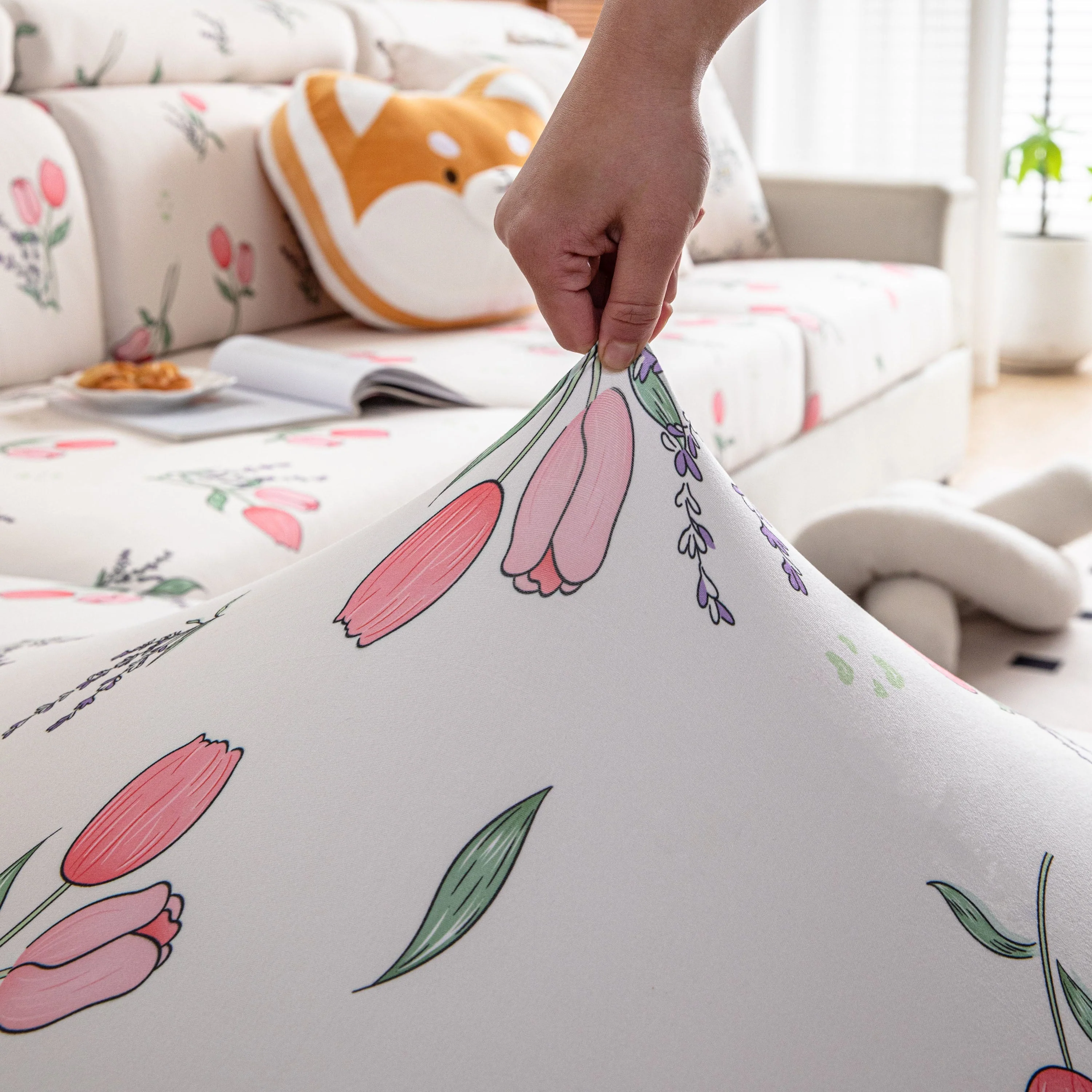 Cartoon Printing Elastic Seat Cushion Cover 1/2/3/4 Seater Sofa Cover Back Cushion Cover For Living Room - Image 3