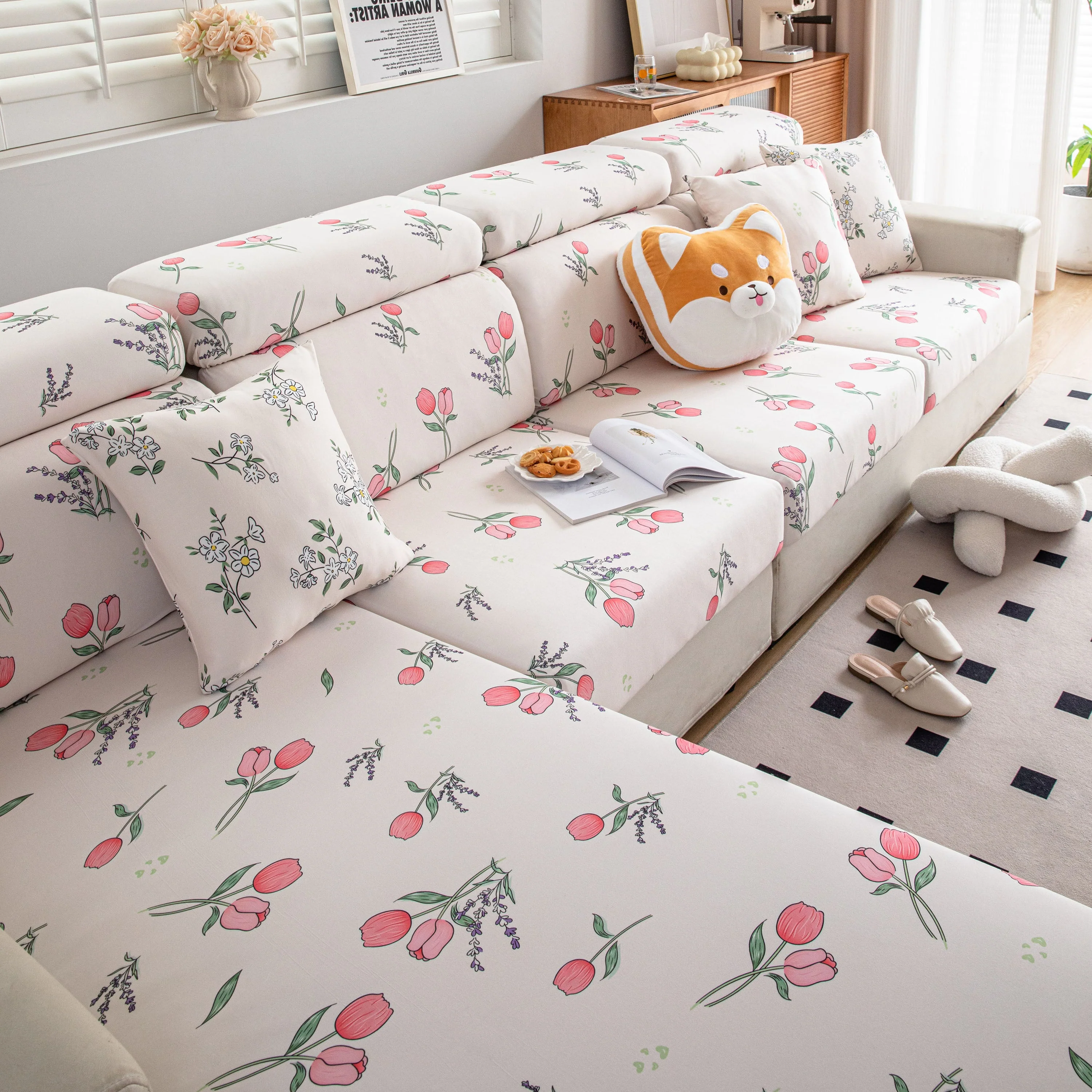 Cartoon Printing Elastic Seat Cushion Cover 1/2/3/4 Seater Sofa Cover Back Cushion Cover For Living Room - Image 31