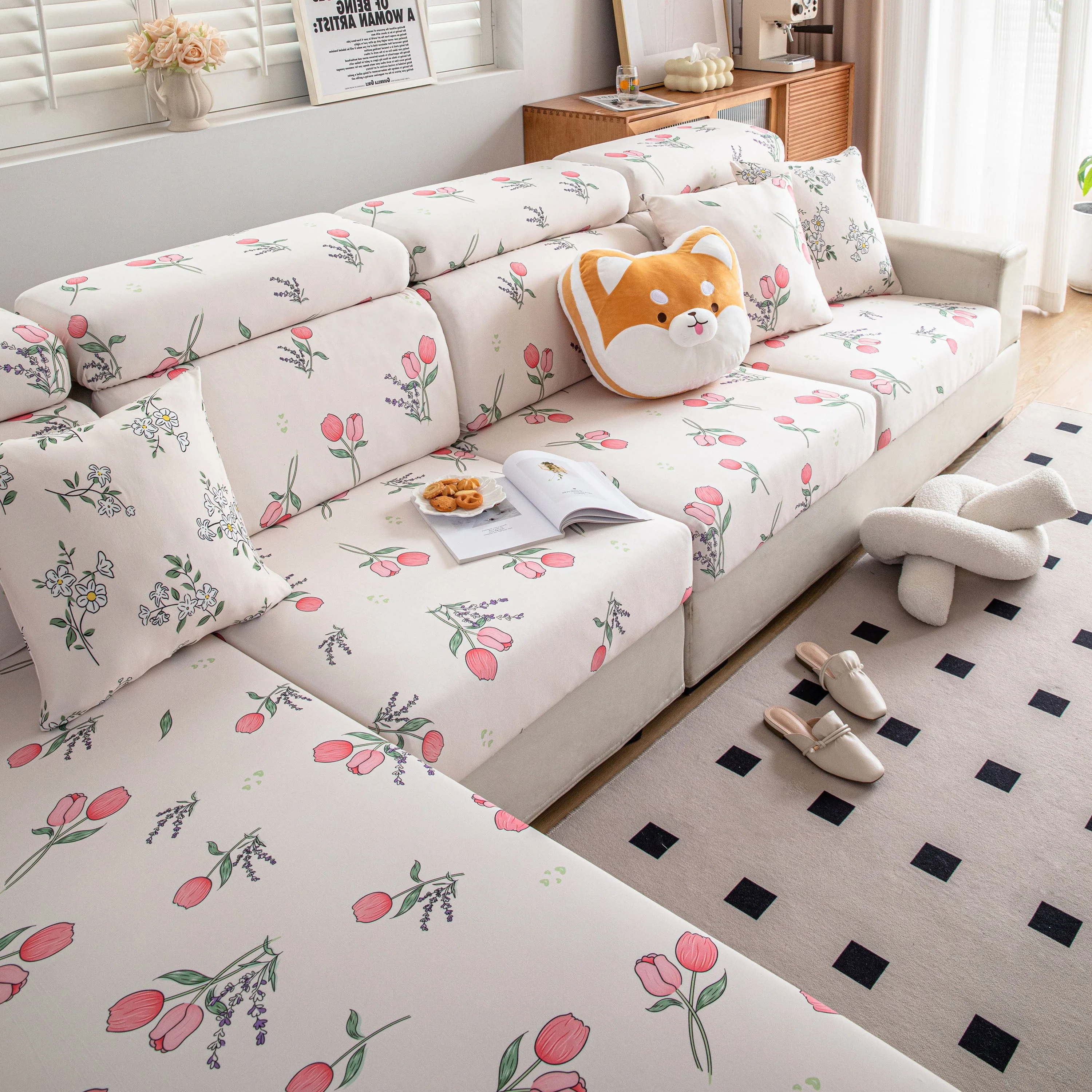 Cartoon Printing Elastic Seat Cushion Cover 1/2/3/4 Seater Sofa Cover Back Cushion Cover For Living Room - Image 32