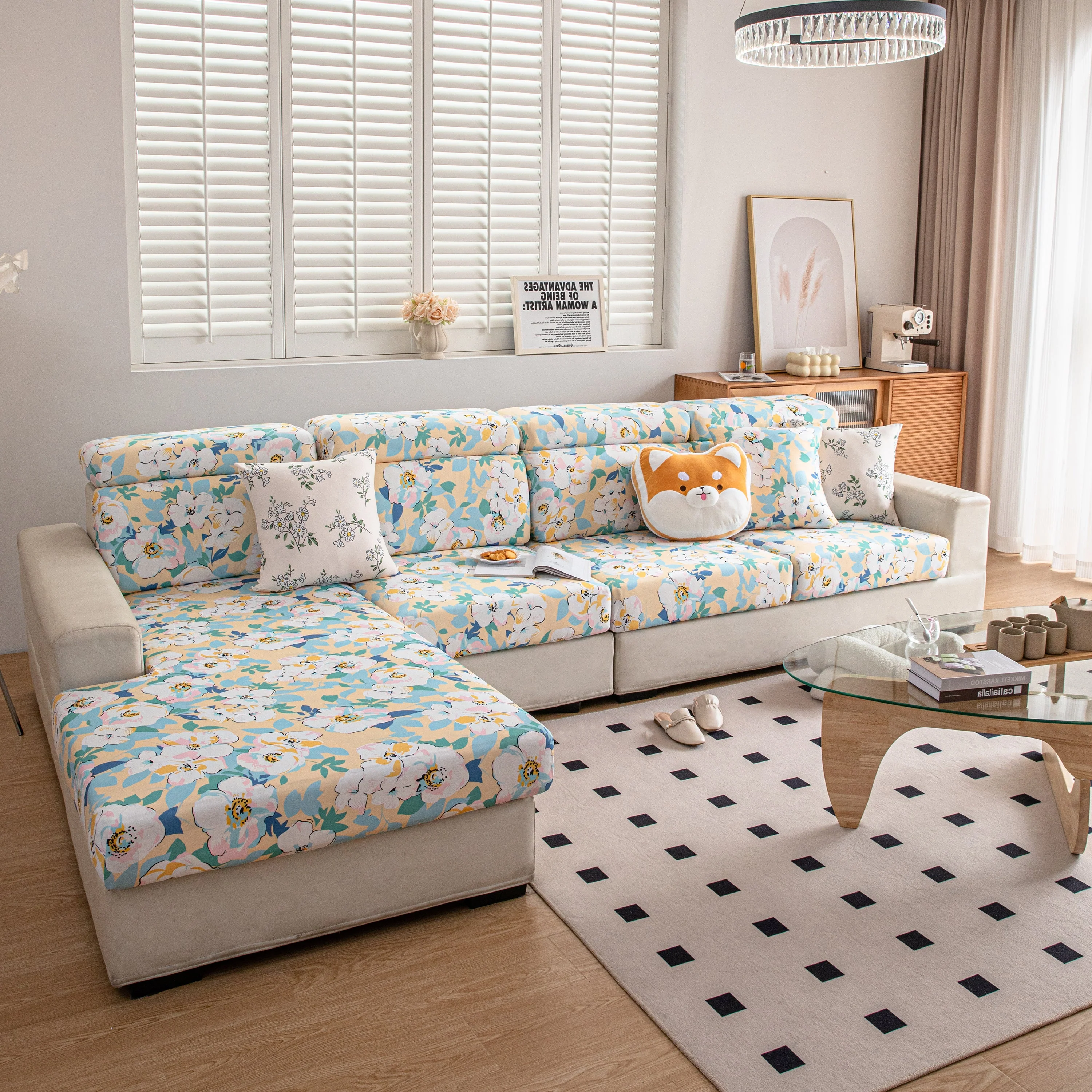 Cartoon Printing Elastic Seat Cushion Cover 1/2/3/4 Seater Sofa Cover Back Cushion Cover For Living Room - Image 38
