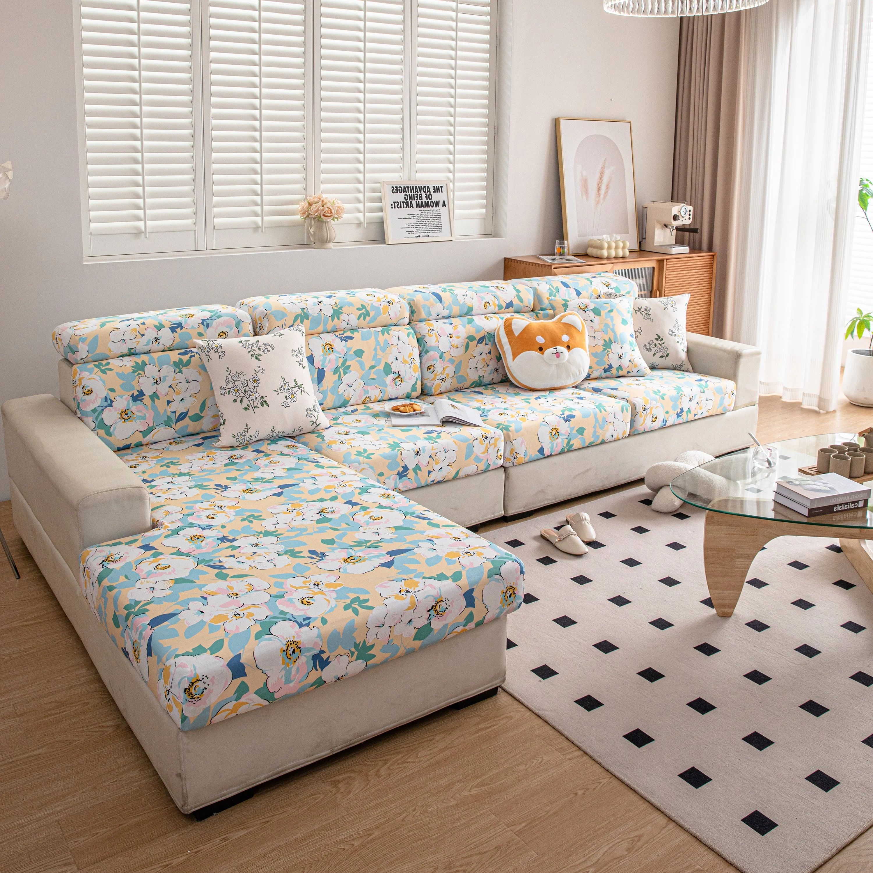 Cartoon Printing Elastic Seat Cushion Cover 1/2/3/4 Seater Sofa Cover Back Cushion Cover For Living Room - Image 39