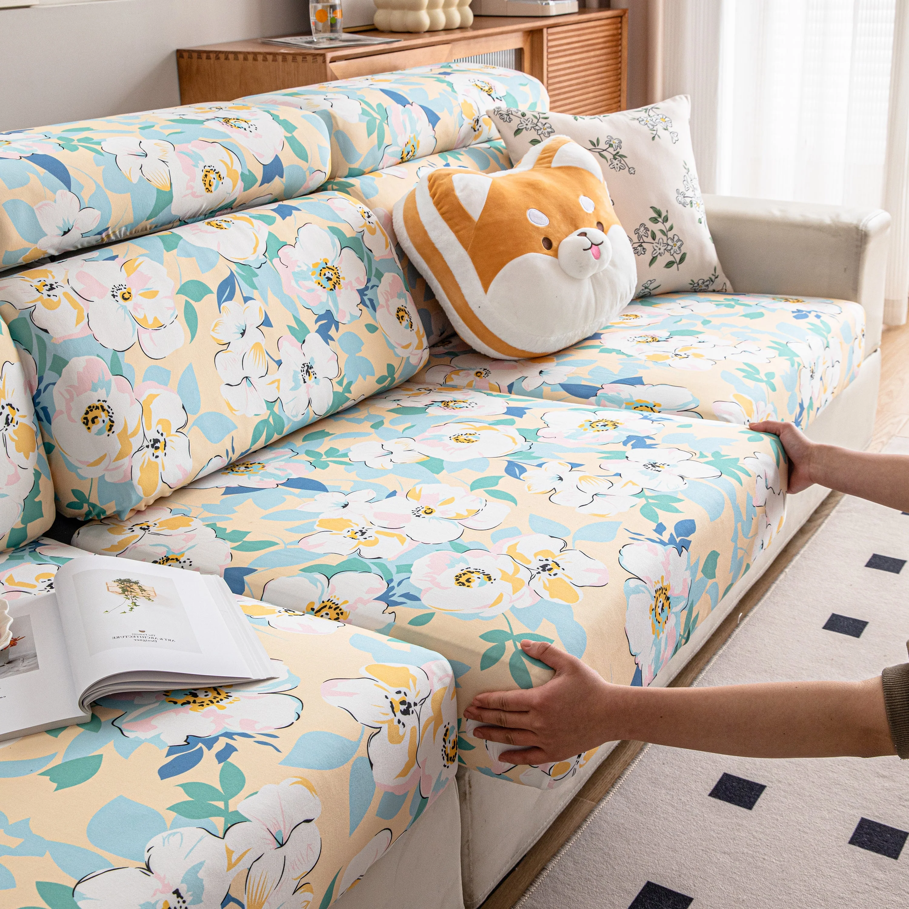 Cartoon Printing Elastic Seat Cushion Cover 1/2/3/4 Seater Sofa Cover Back Cushion Cover For Living Room - Image 56