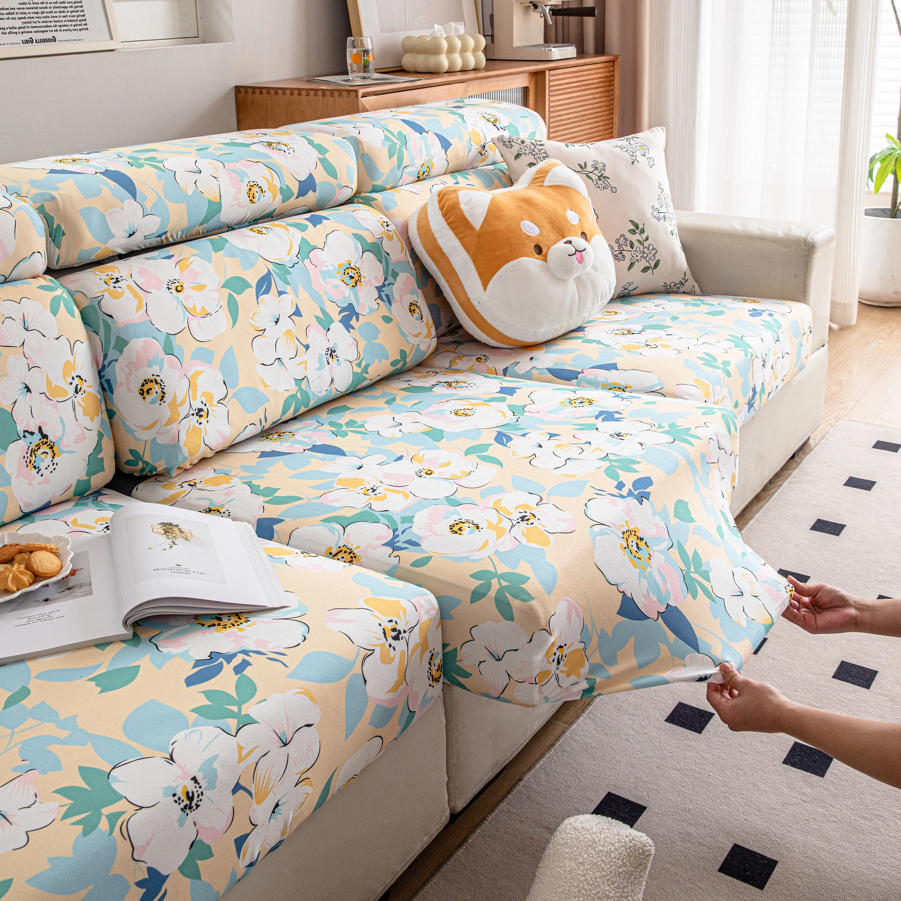 Cartoon Printing Elastic Seat Cushion Cover 1/2/3/4 Seater Sofa Cover Back Cushion Cover For Living Room - Image 58